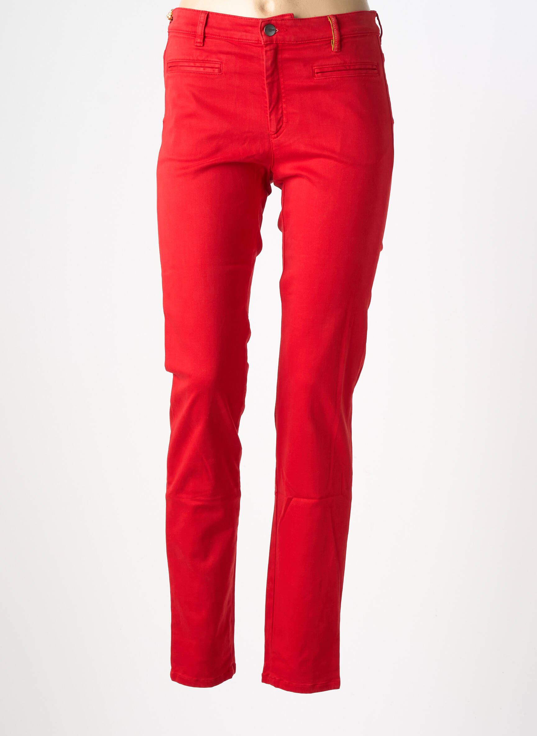 Pantalon slim țesătură poplin mărime normală roșu COUTURIST femeie