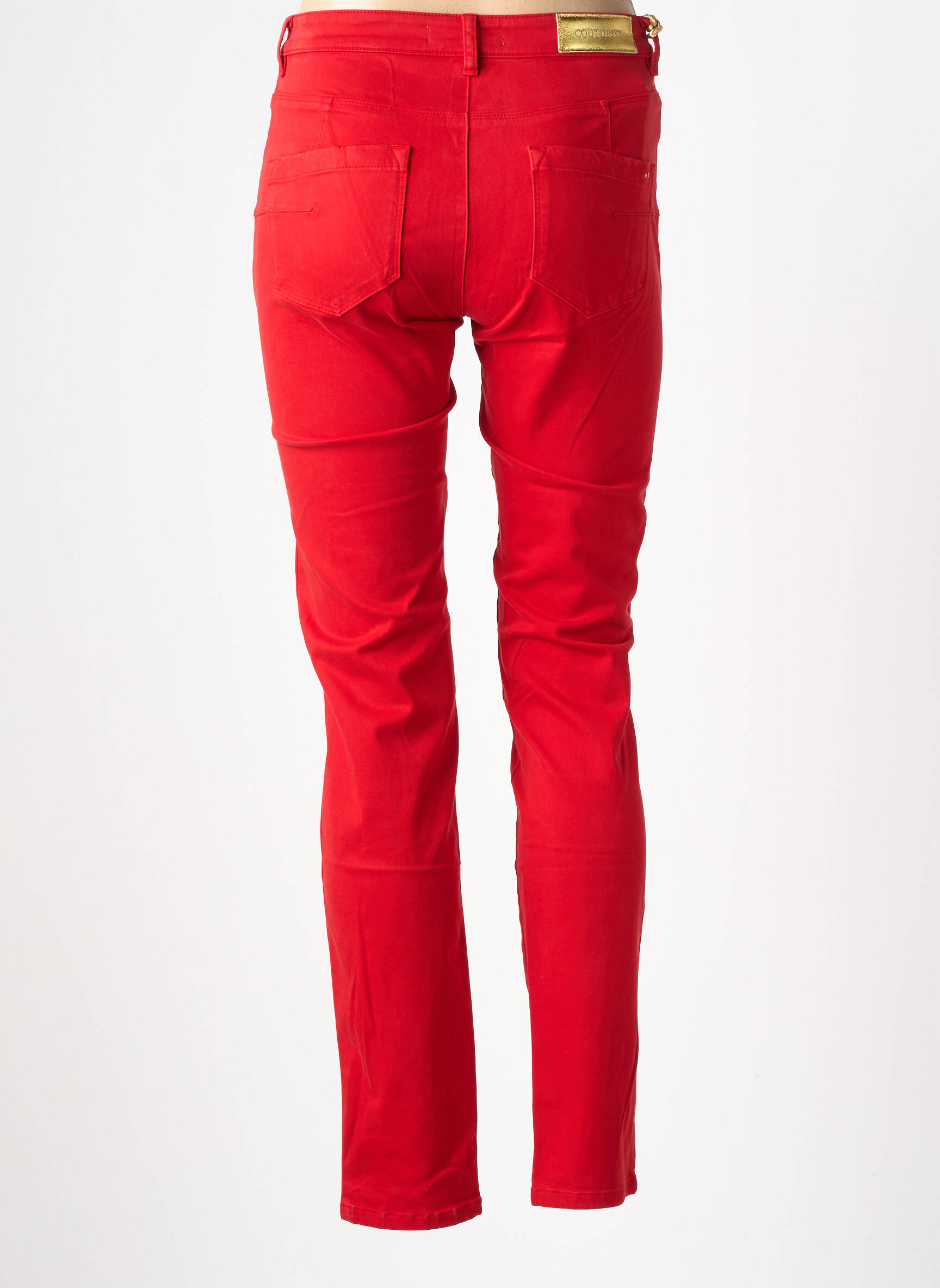Pantalon slim țesătură poplin mărime normală roșu COUTURIST femeie