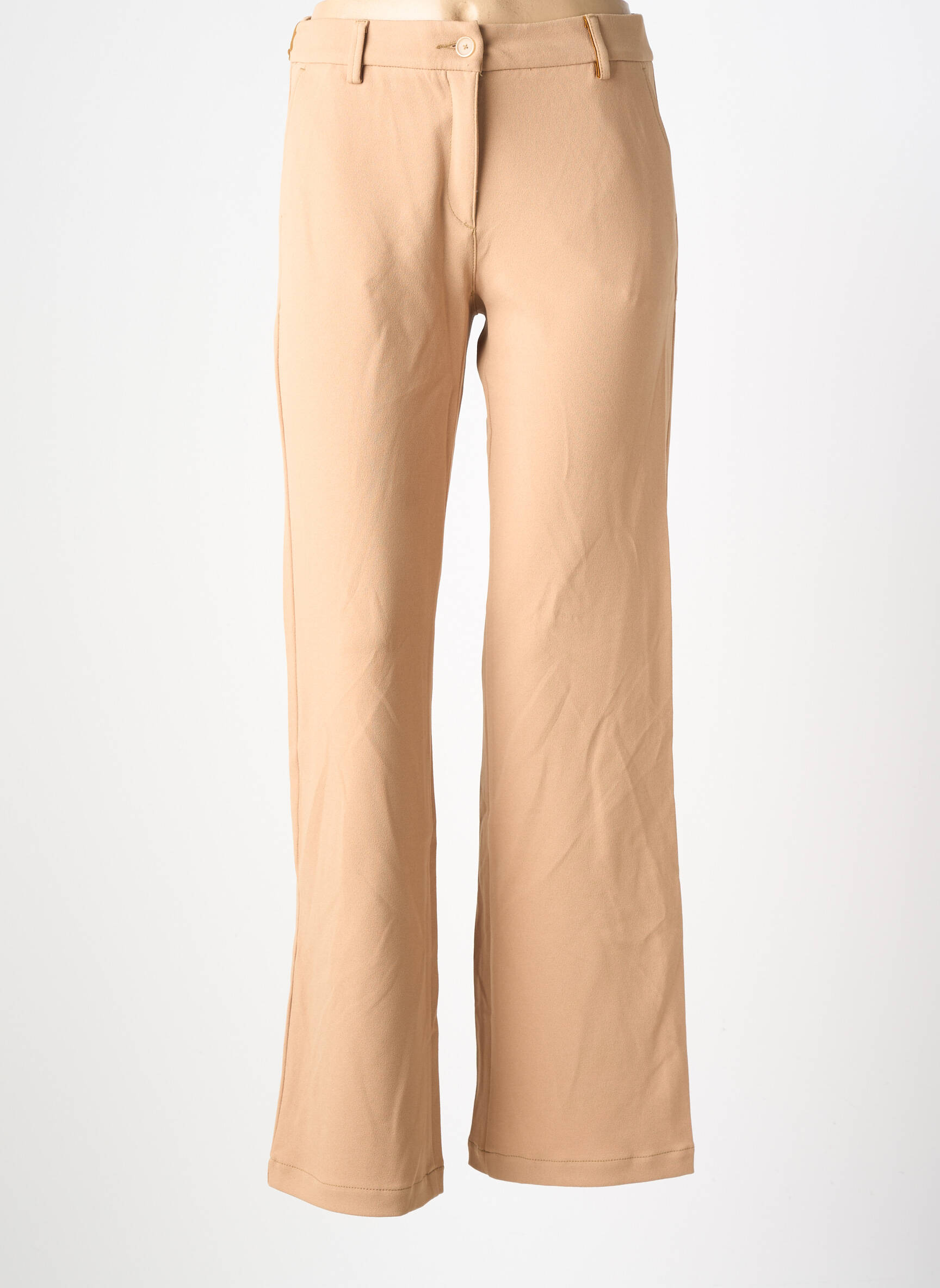 Pantalon drept țesătură crep talie înaltă bej COUTURIST femeie