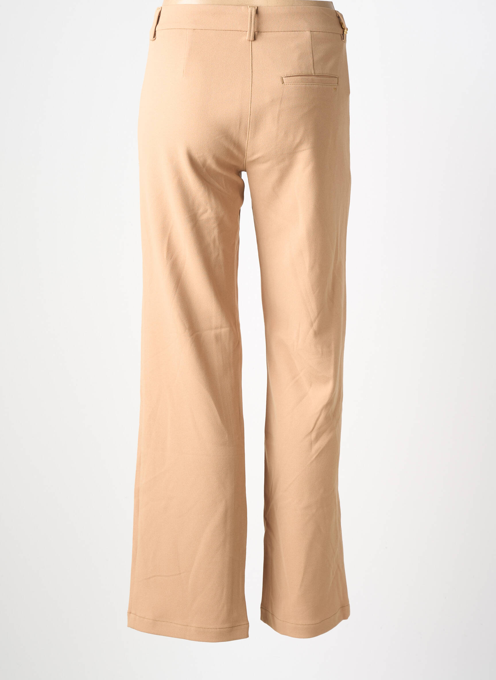 Pantalon drept țesătură crep talie înaltă bej COUTURIST femeie