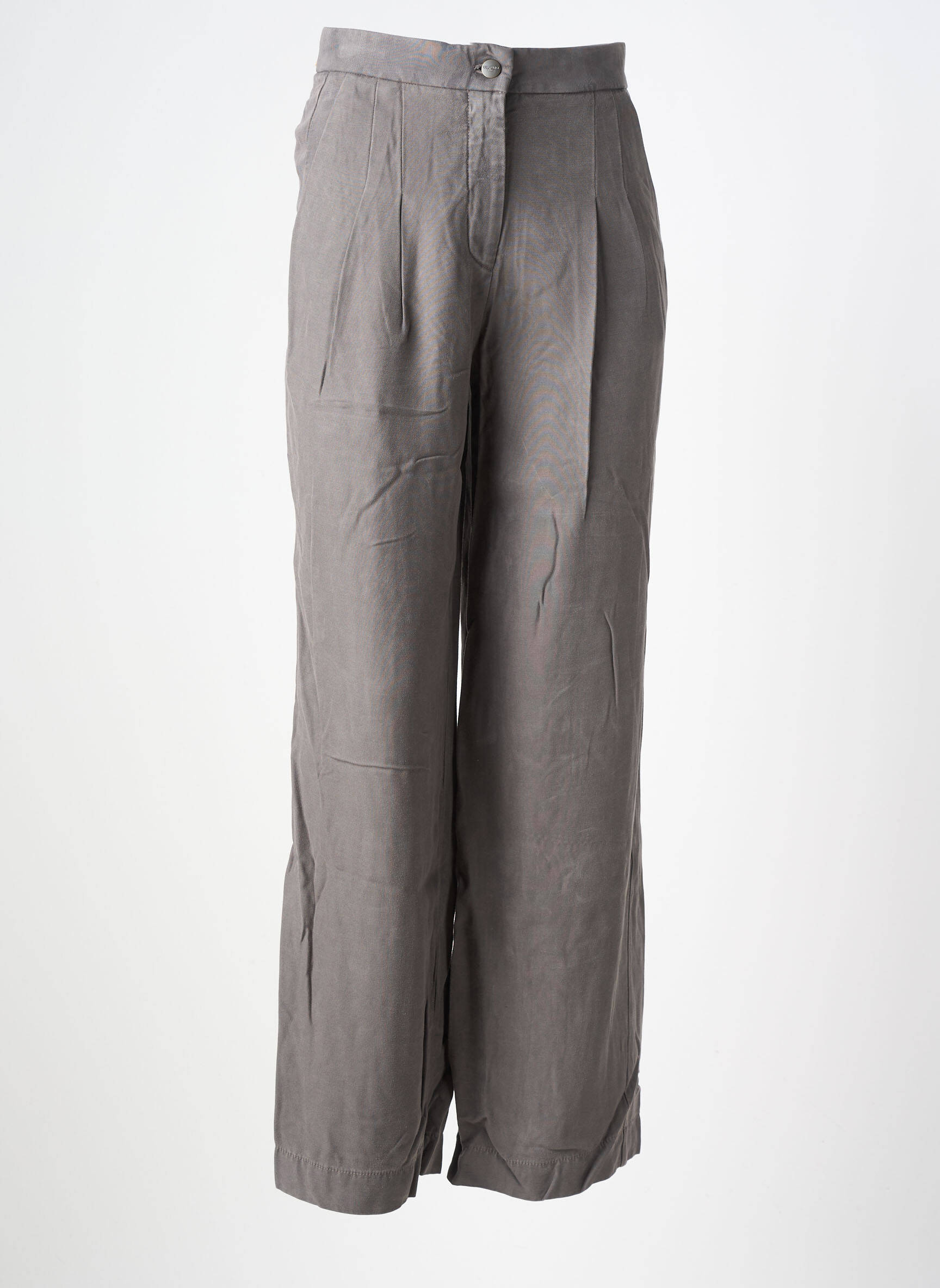 Pantalon larg țesătură poplin talie înaltă gri COUTURIST femeie