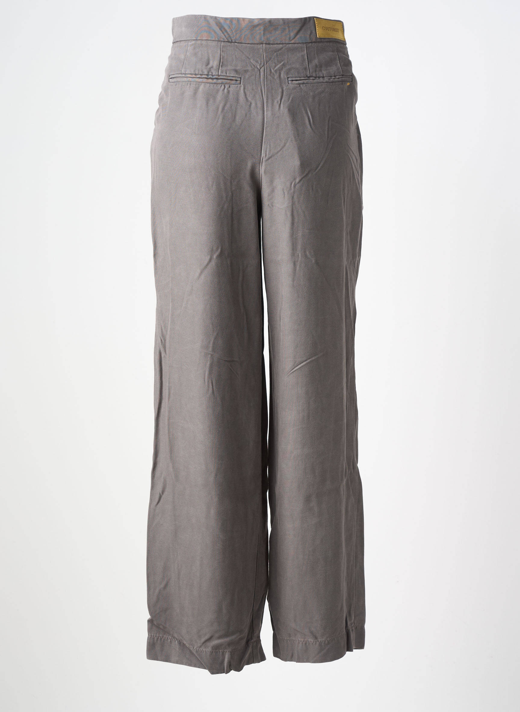 Pantalon larg țesătură poplin talie înaltă gri COUTURIST femeie