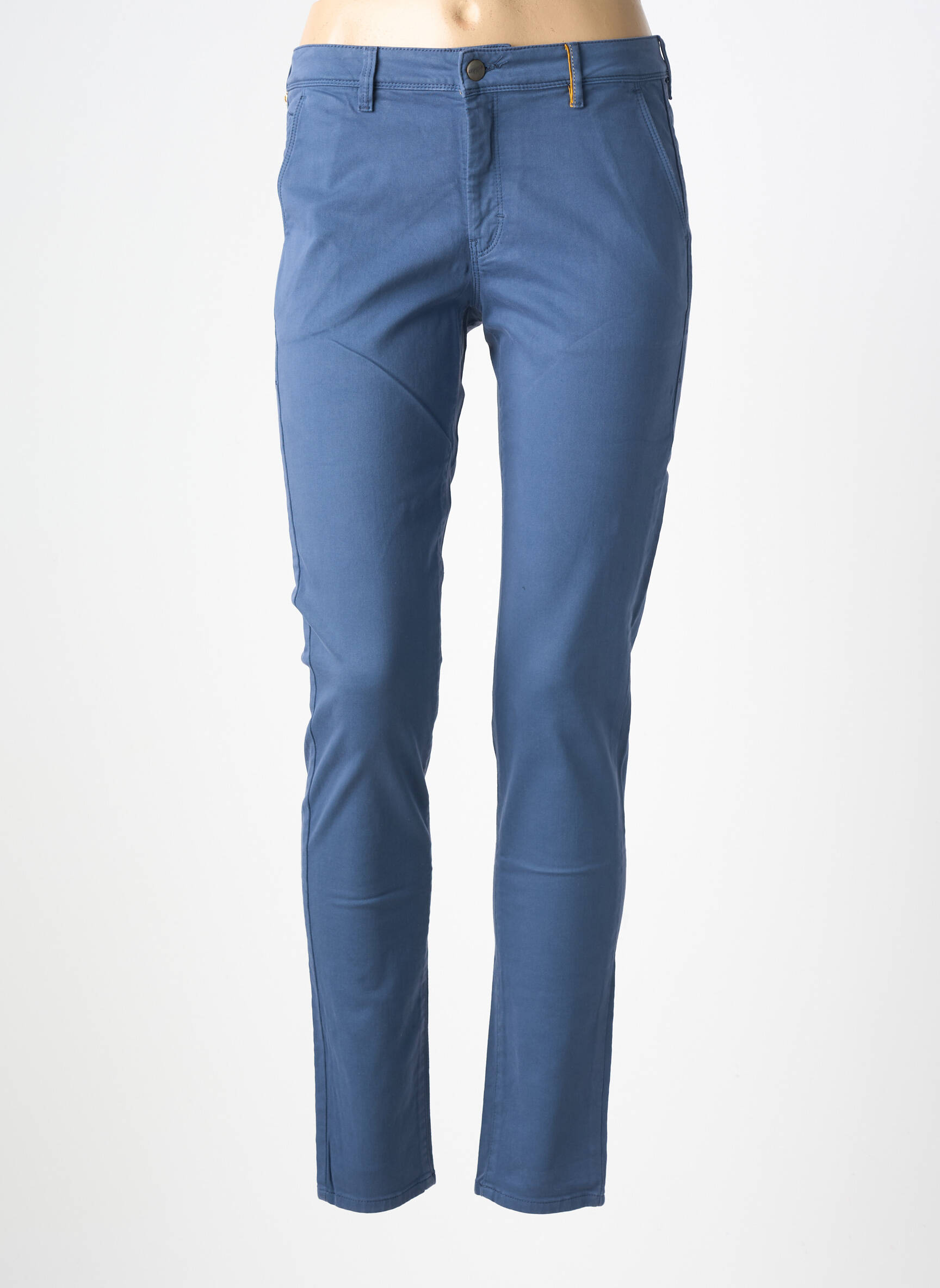 Pantalon chino țesătură poplin mărime normală albastru COUTURIST femeie