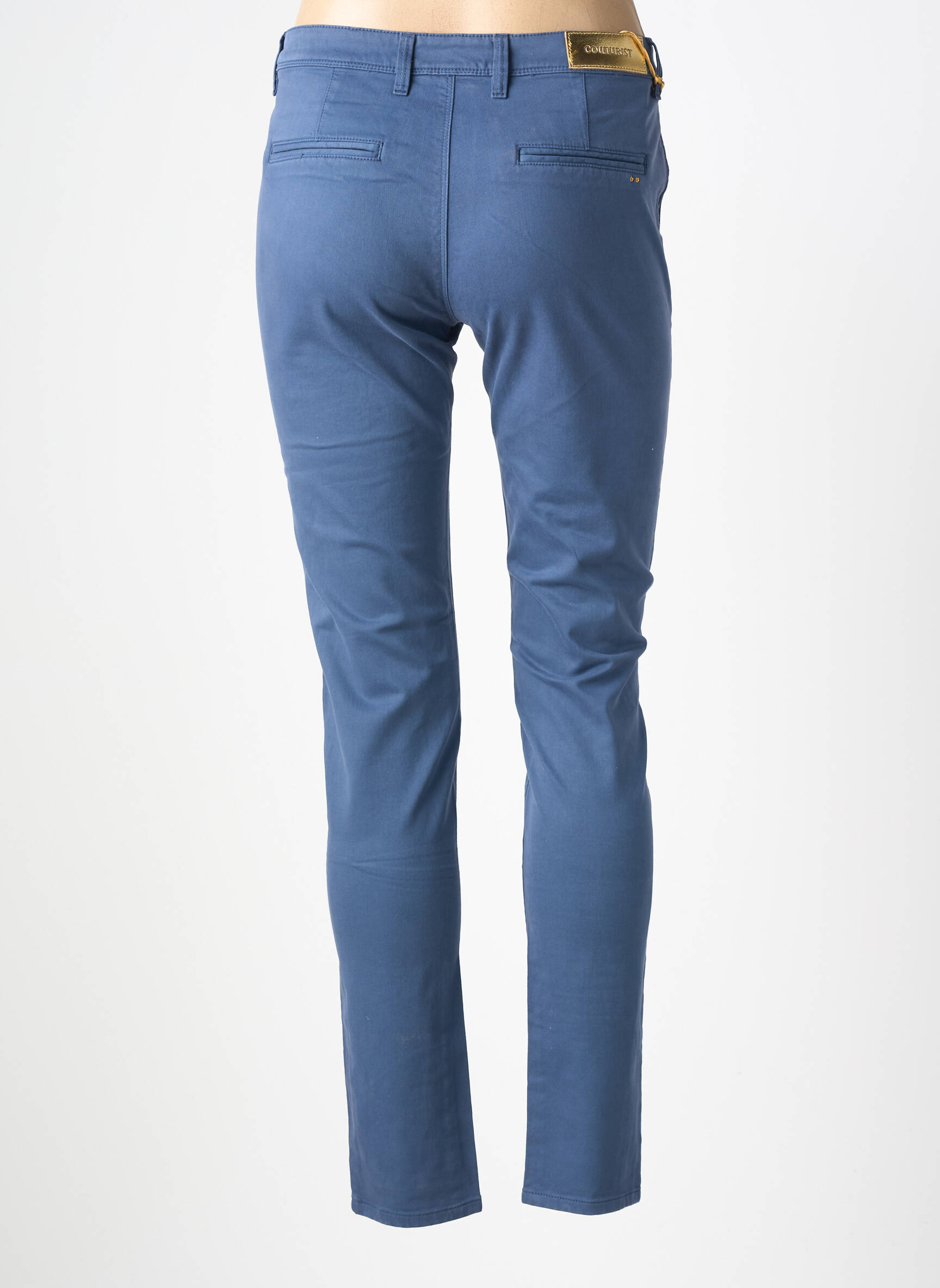 Pantalon chino țesătură poplin mărime normală albastru COUTURIST femeie