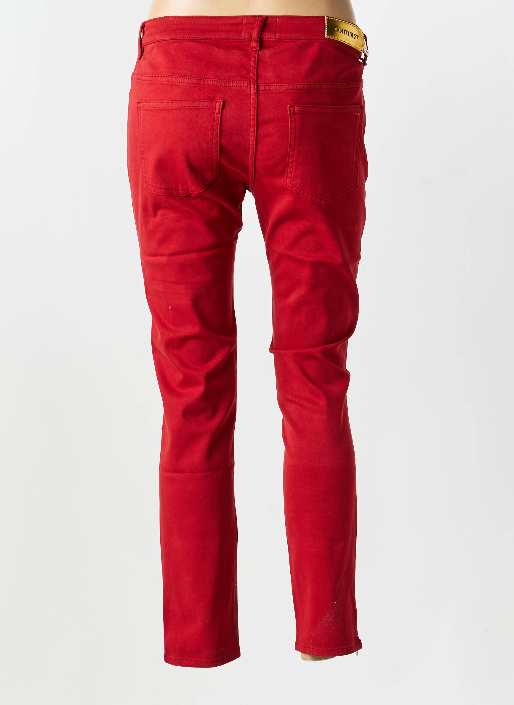 Pantalon slim buzunare roșu COUTURIST femeie