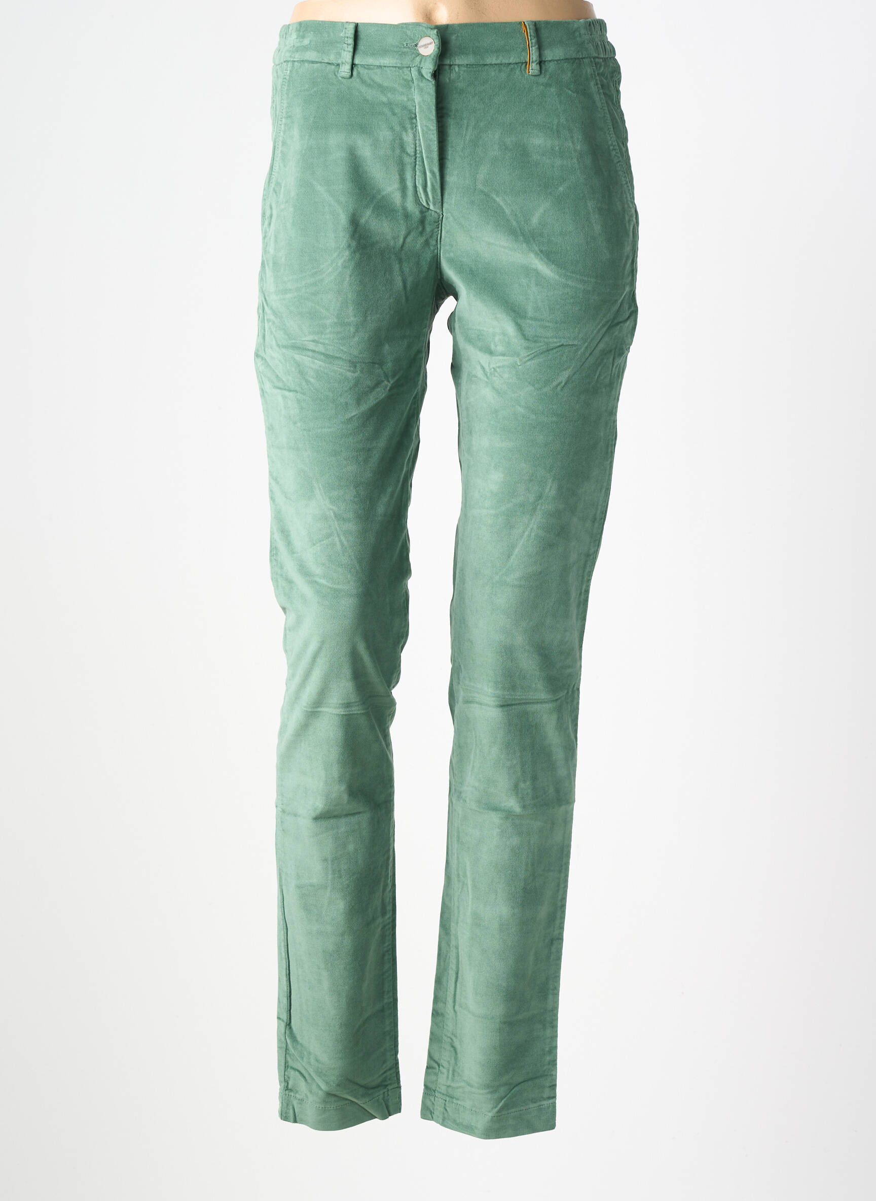 Pantalon chino închidere cu fermoar sub clapetă cu nasturi mărime normală verde COUTURIST femeie