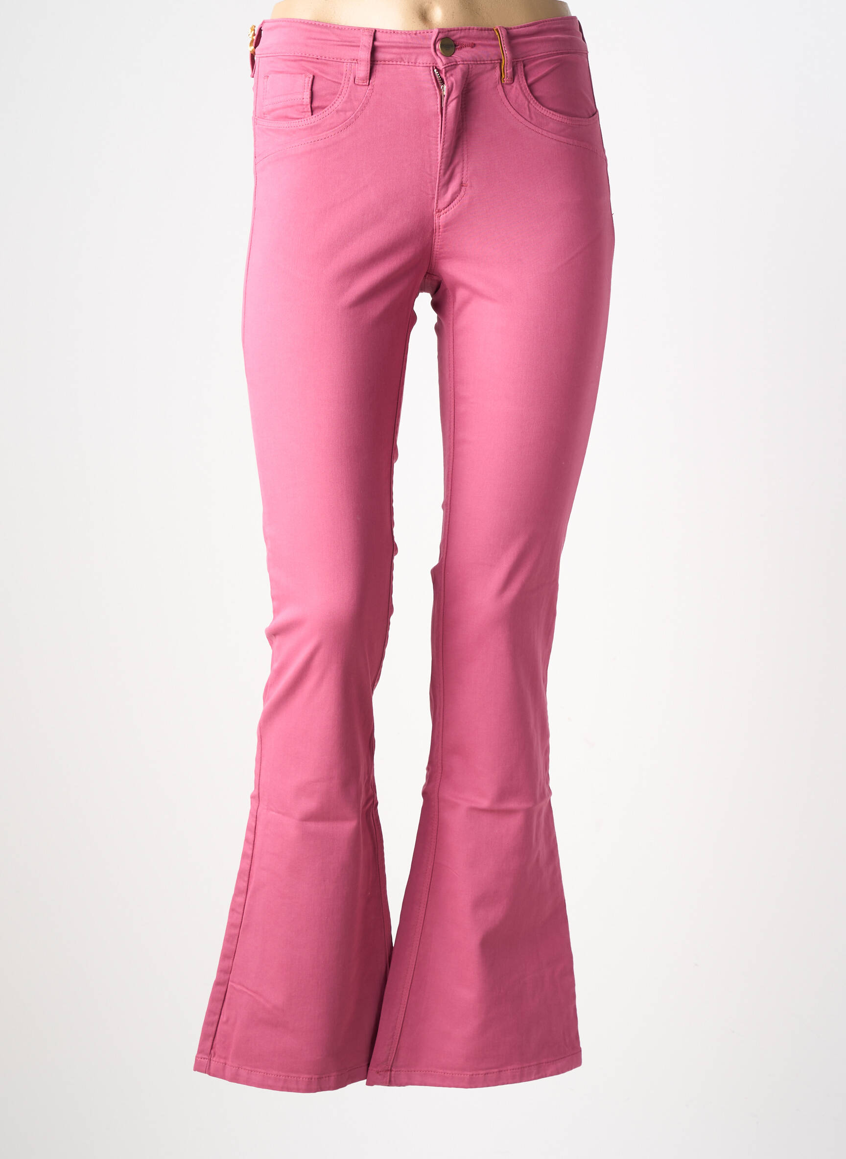 Pantalon evazat elasticitate talie înaltă roz COUTURIST femeie