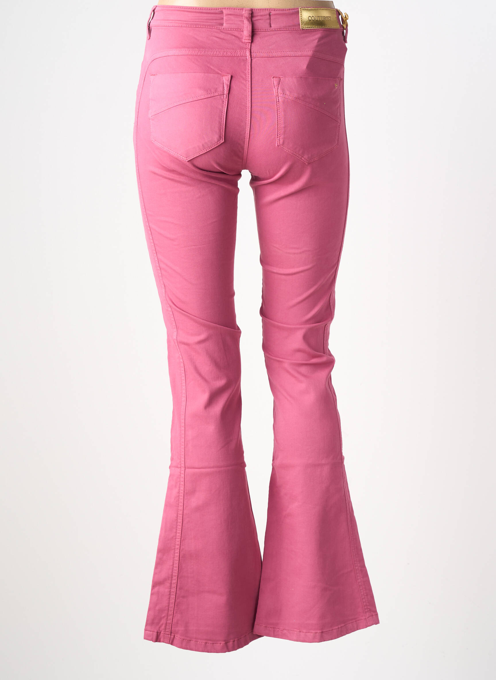 Pantalon evazat elasticitate talie înaltă roz COUTURIST femeie