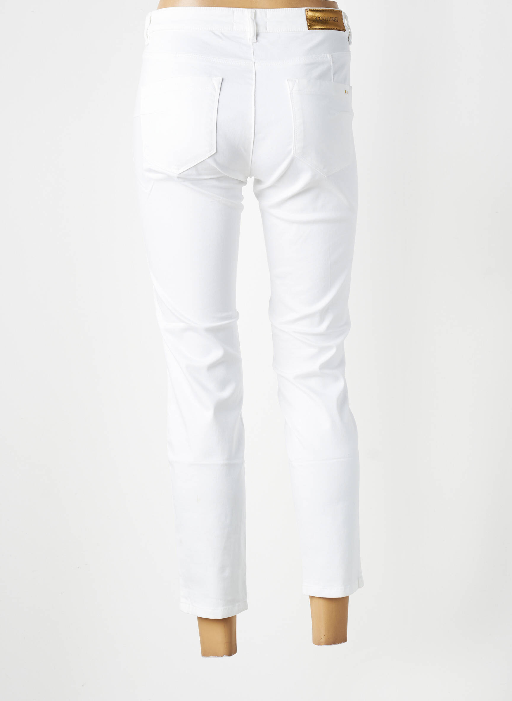 Pantalon 7/8 elasticitate mărime normală alb COUTURIST femeie