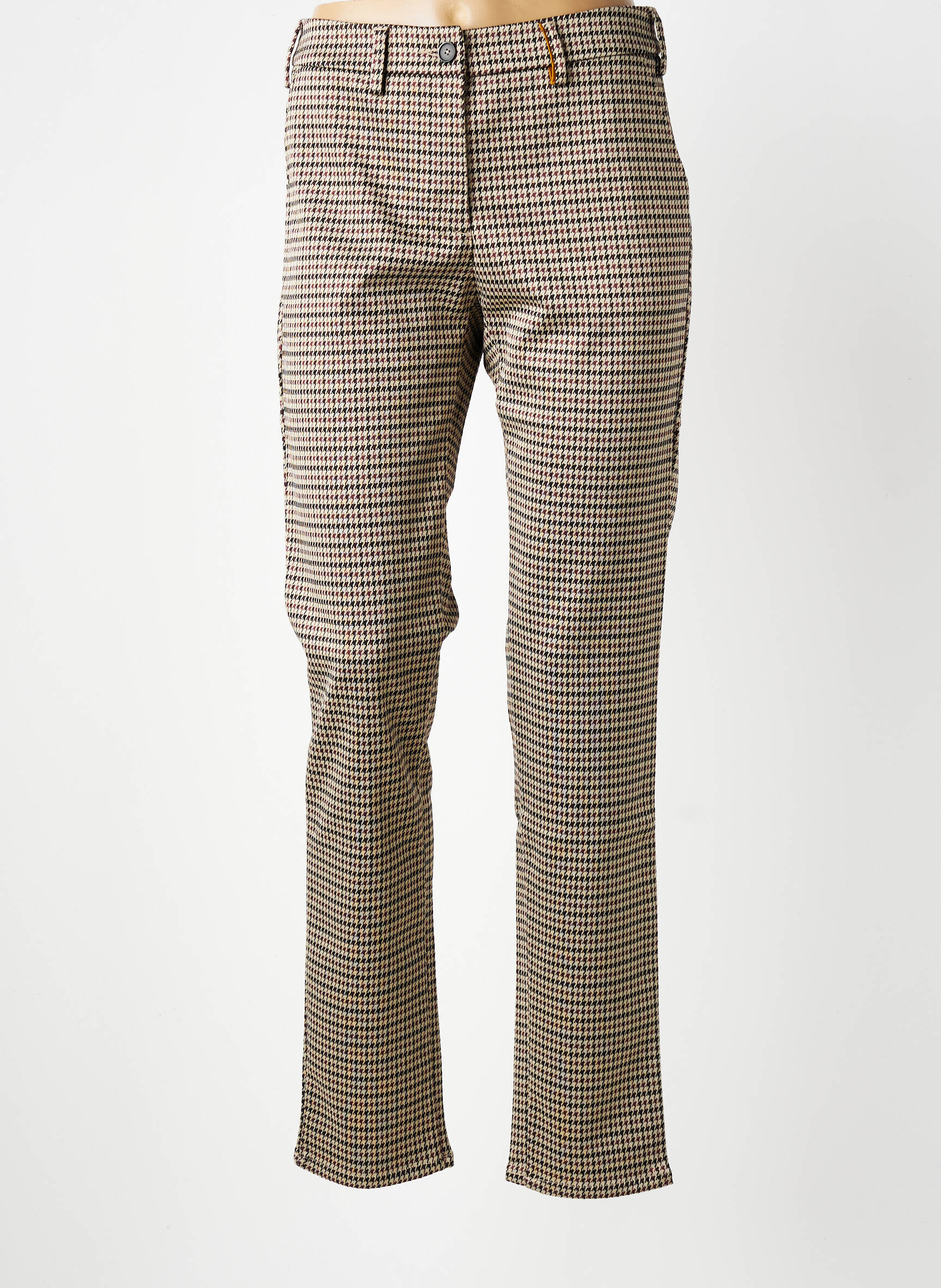 Pantalon chino închidere cu fermoar sub clapetă cu nasturi mărime normală bej COUTURIST femeie