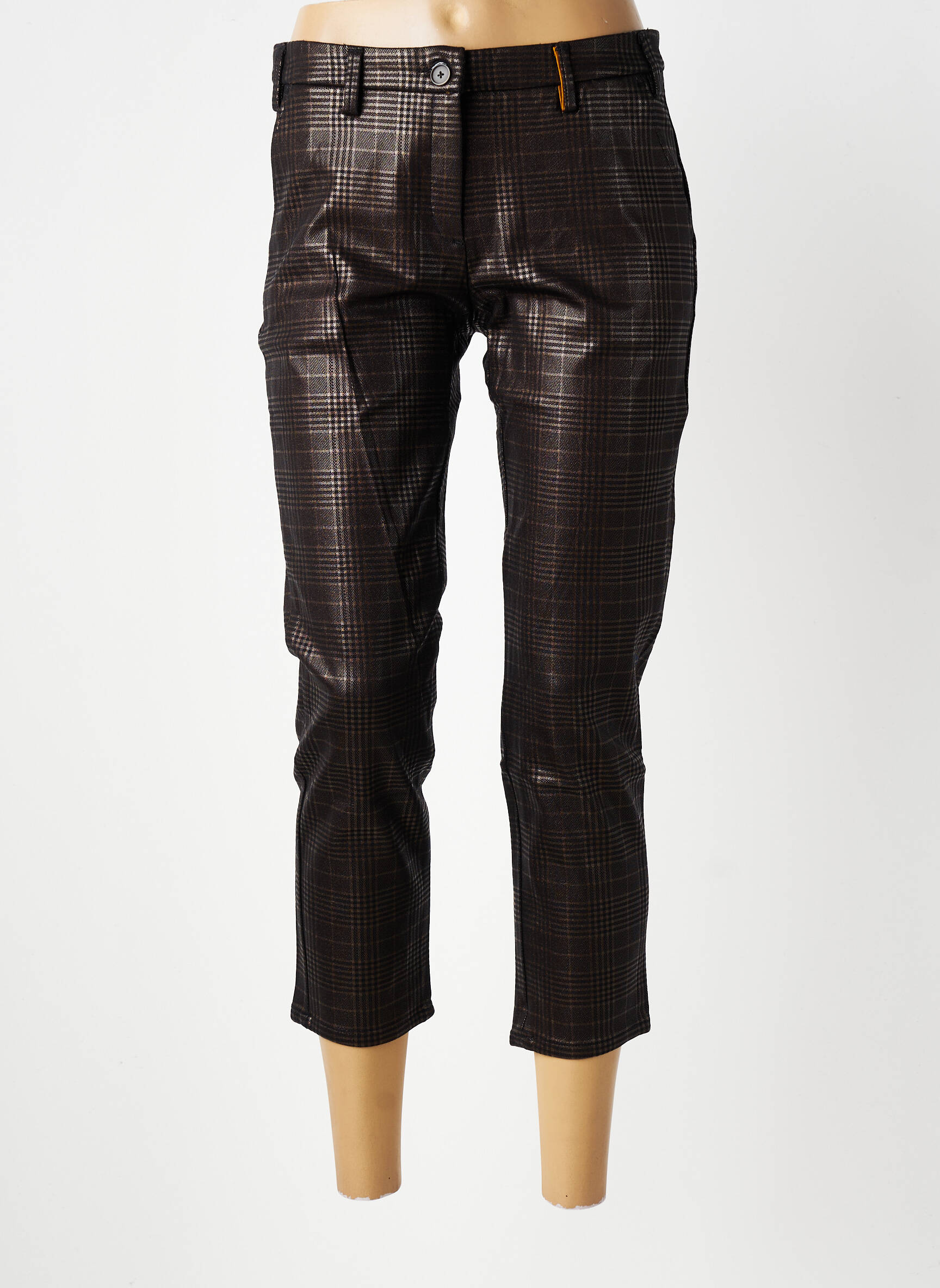 Pantalon trei sferturi elasticitate talie joasă maro COUTURIST femeie