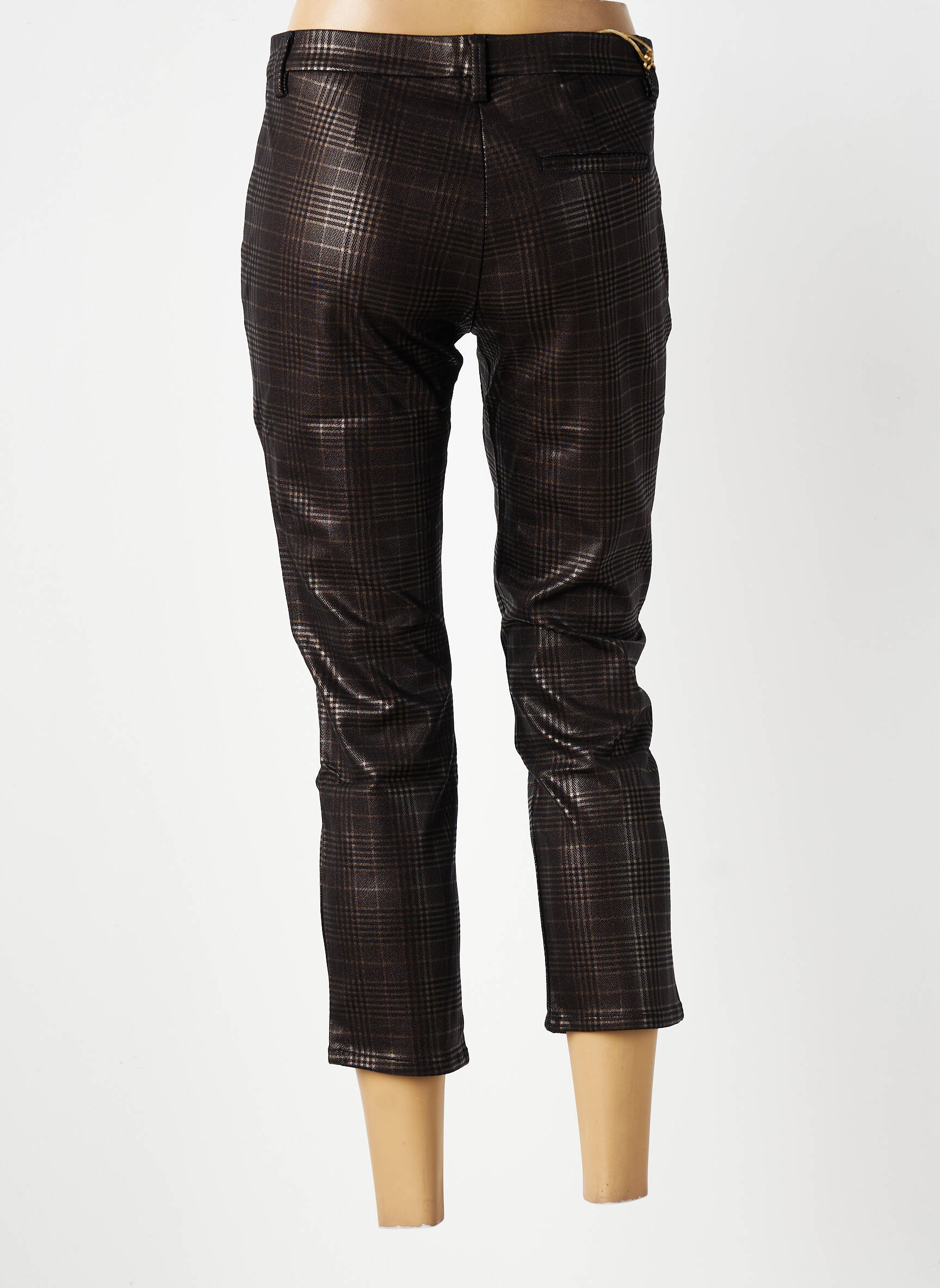 Pantalon trei sferturi elasticitate talie joasă maro COUTURIST femeie