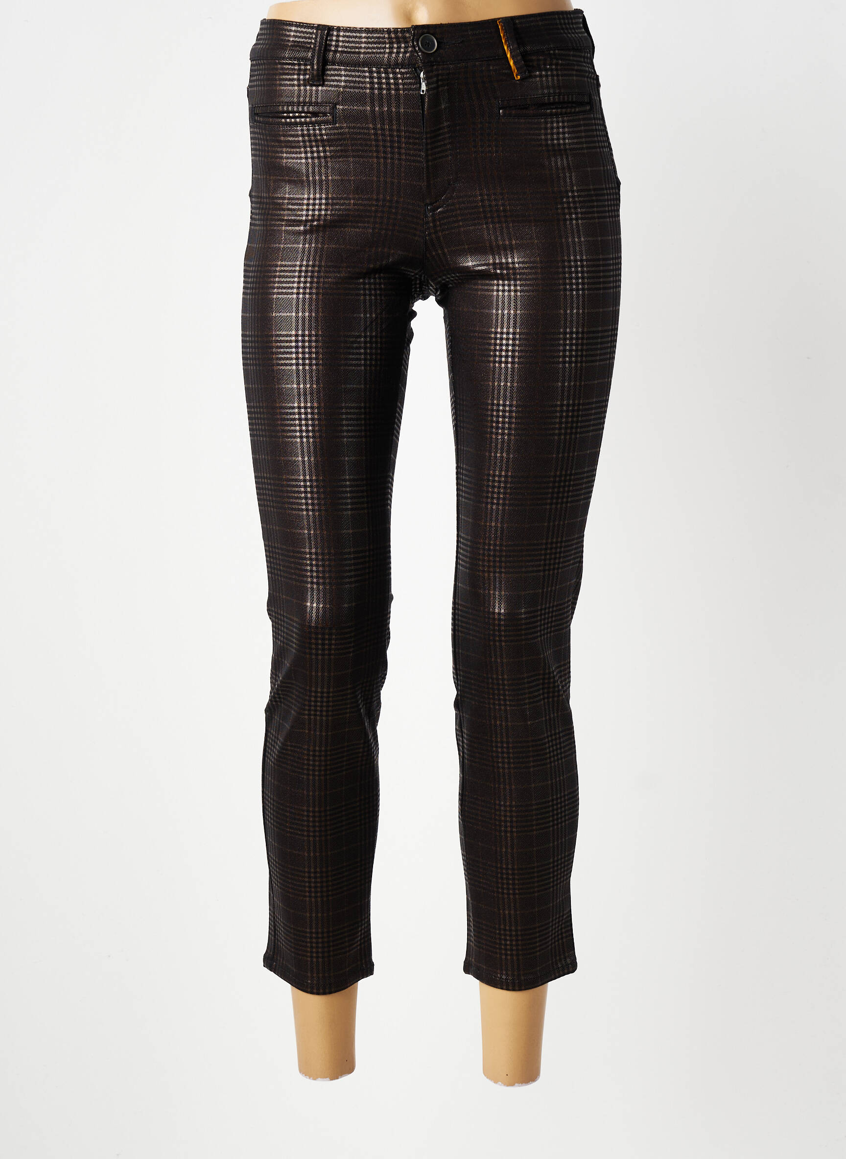 Pantalon 7/8 elasticitate talie joasă maro COUTURIST femeie