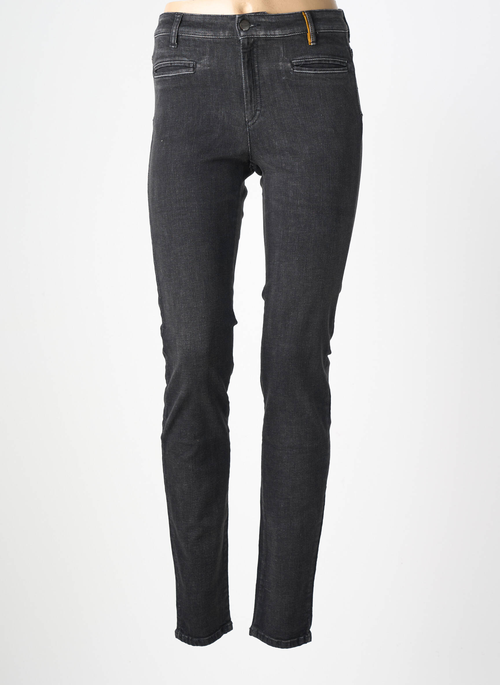 Blugi cu croială slim elasticitate talie înaltă negru COUTURIST femeie