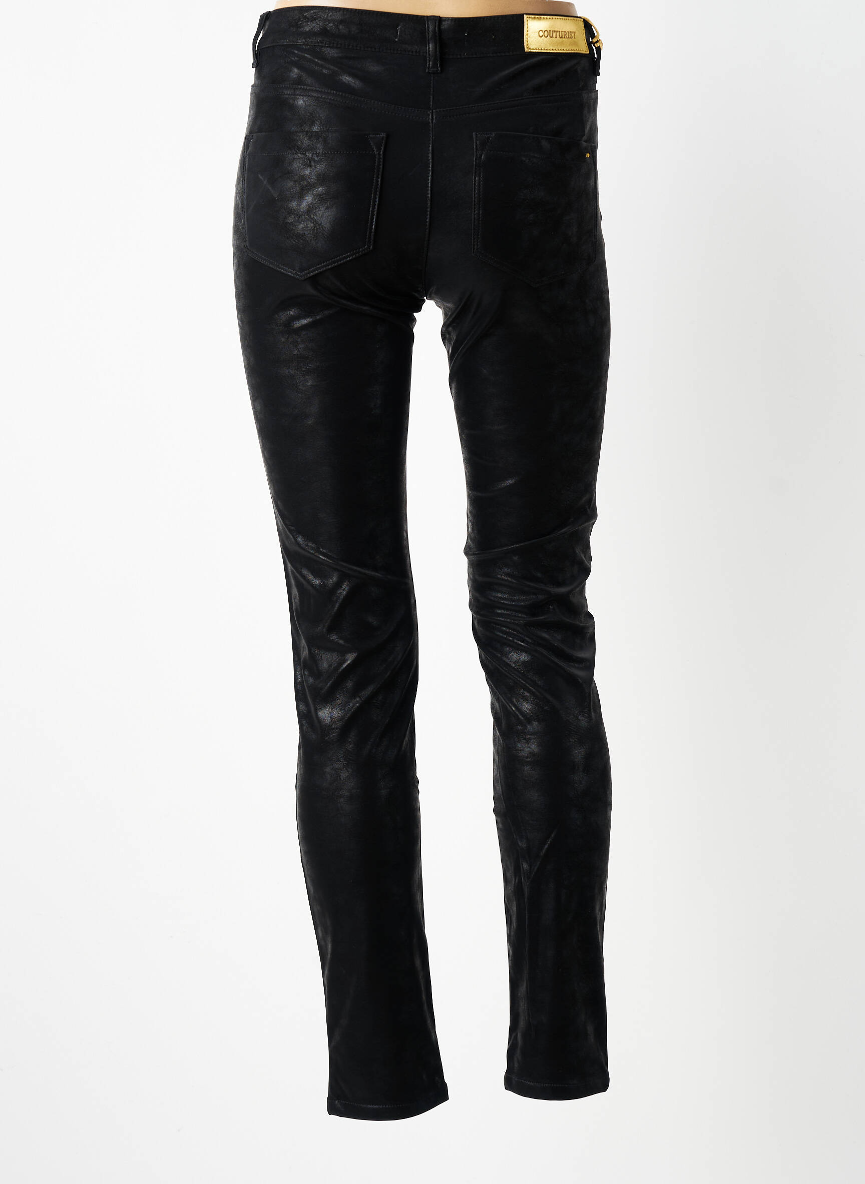 Pantalon slim țesătură poplin mărime normală negru COUTURIST femeie