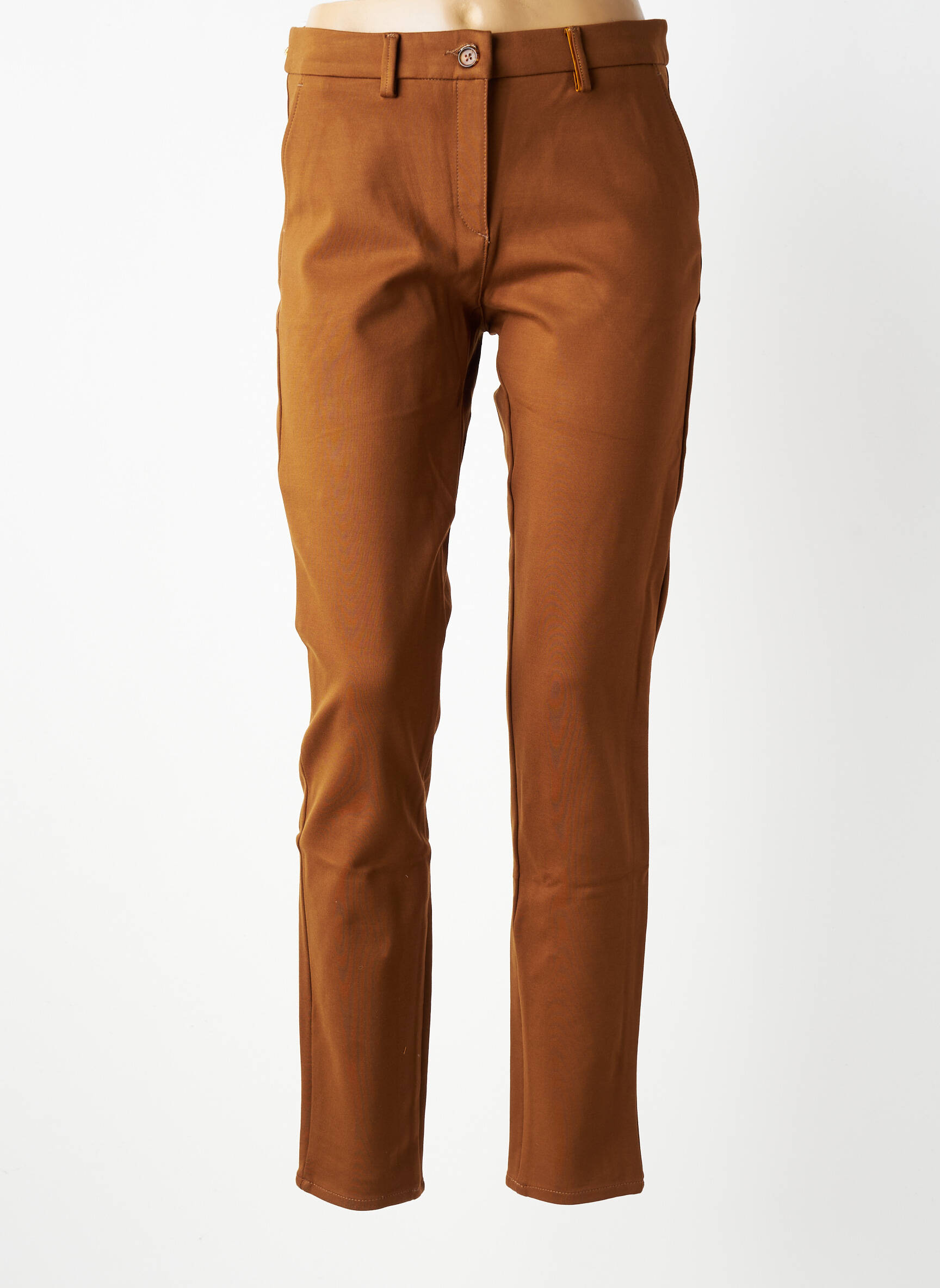 Pantalon chino închidere cu fermoar sub clapetă cu nasturi mărime normală maro COUTURIST femeie