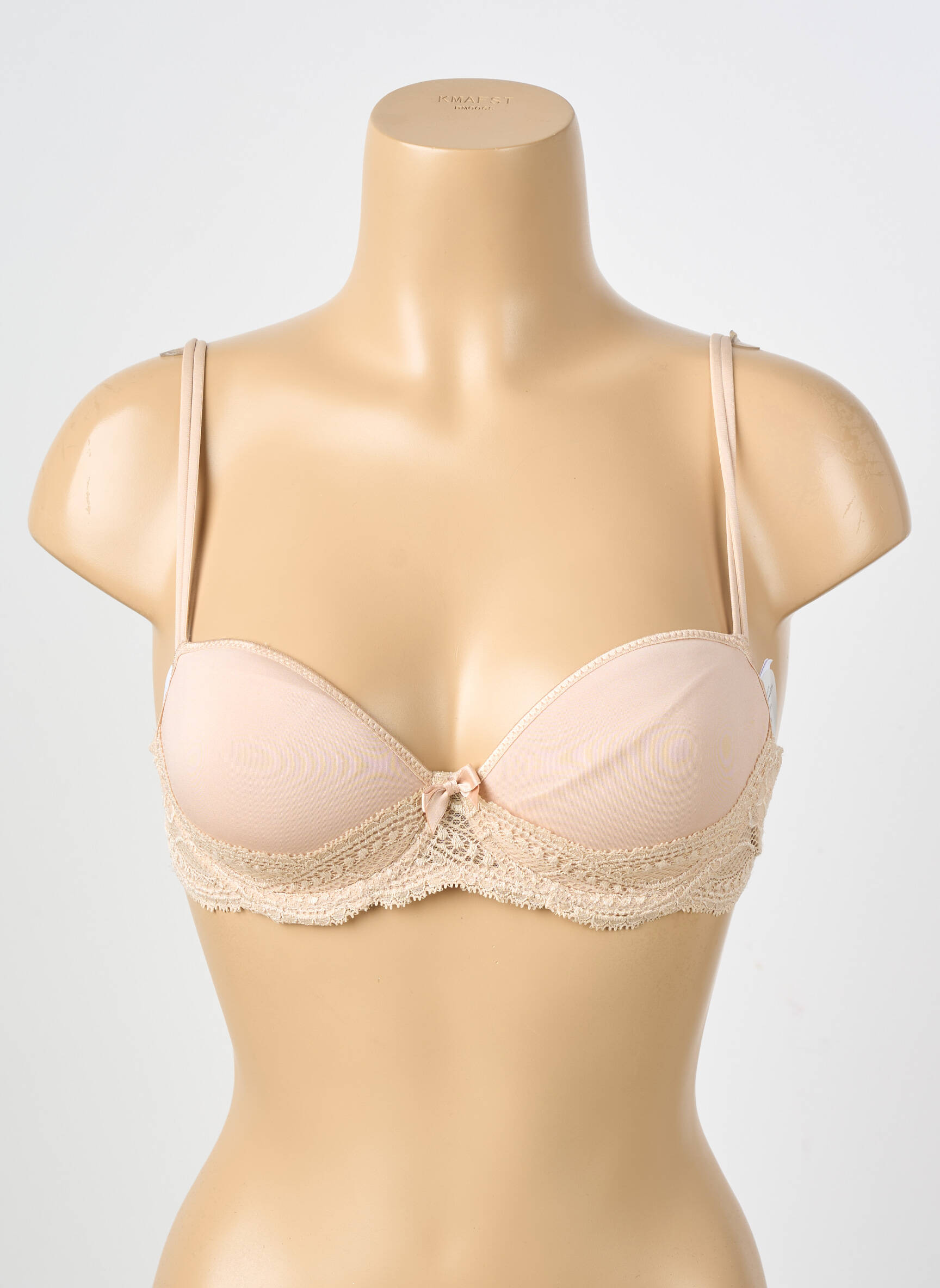Sutien efect material satinat sutien balconet cu decolteu înalt culoare piersică SIMONE PERELE femeie