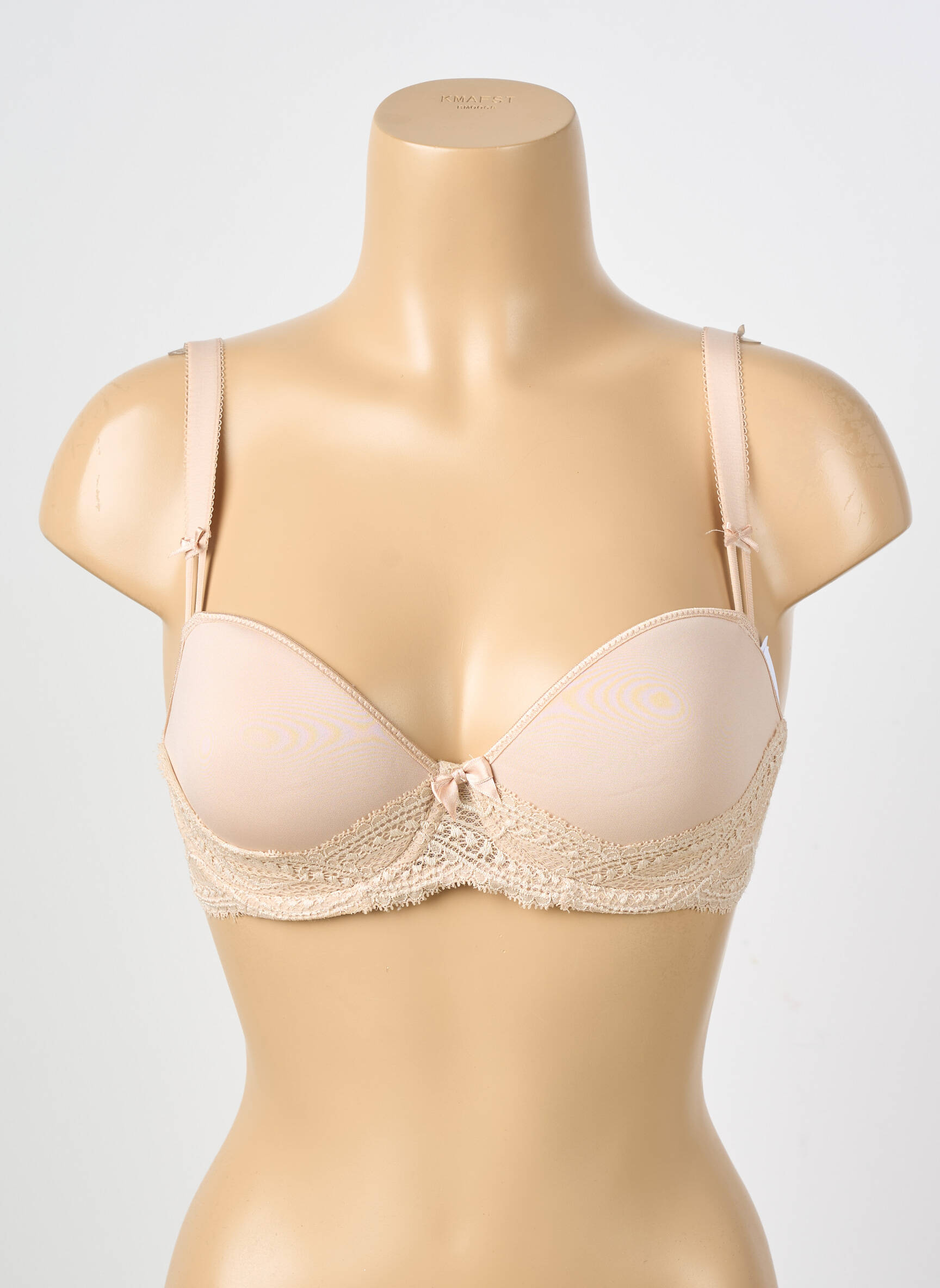 Sutien efect material satinat sutien balconet cu decolteu înalt culoare piersică SIMONE PERELE femeie