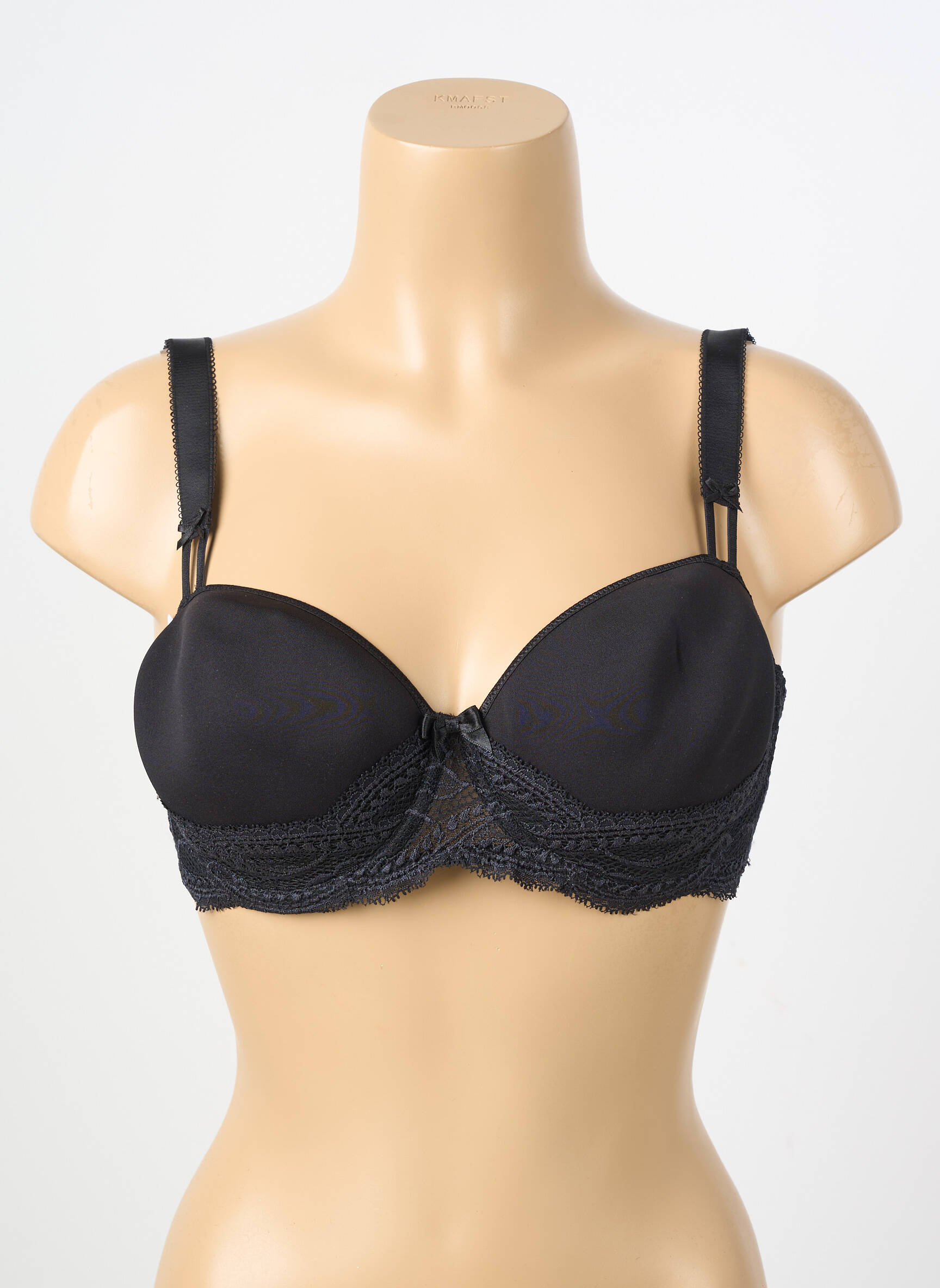 Sutien efect material satinat sutien balconet cu decolteu înalt negru SIMONE PERELE femeie