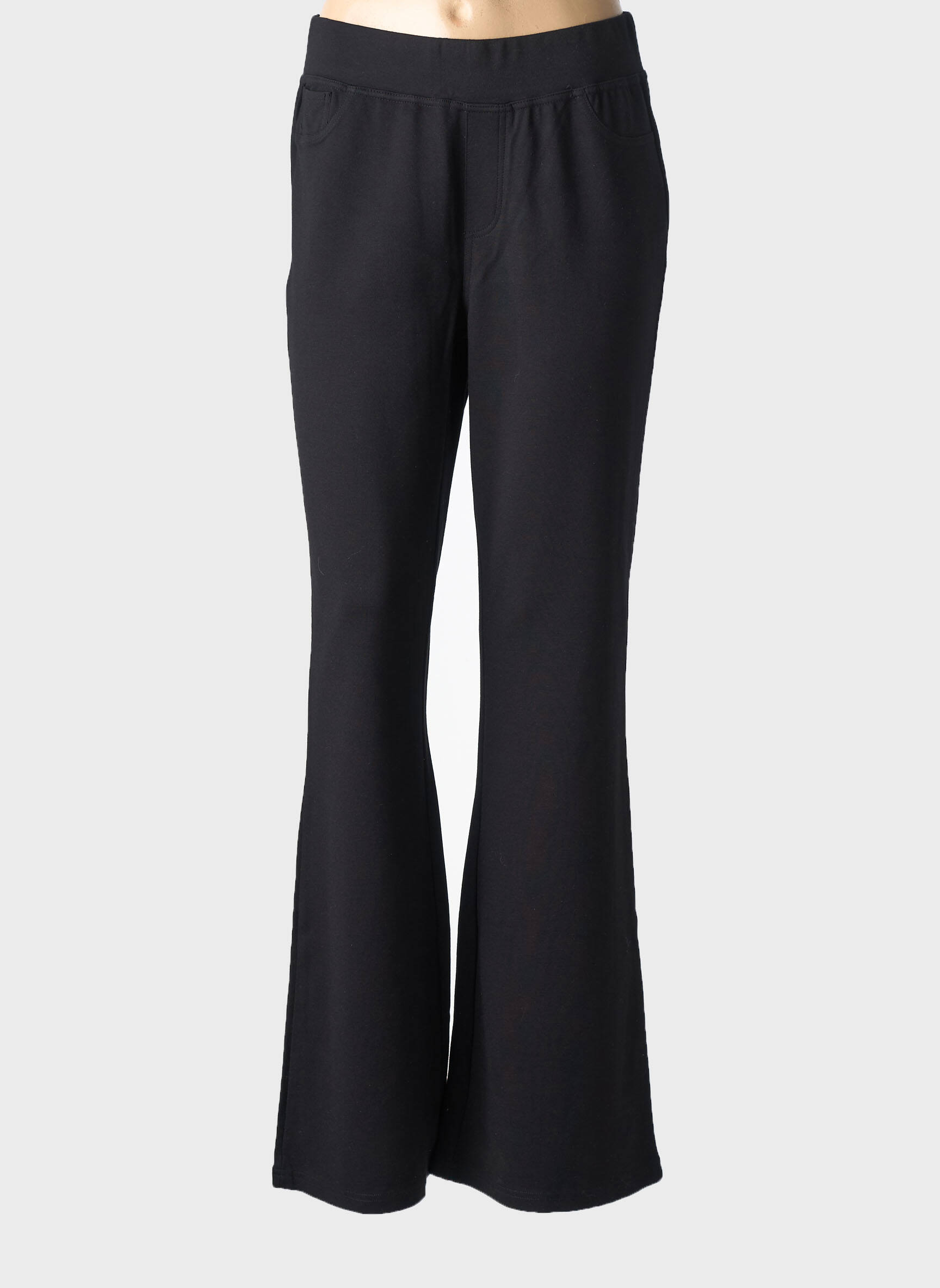 Pantalon evazat elasticitate talie înaltă negru BASE LEVEL femeie
