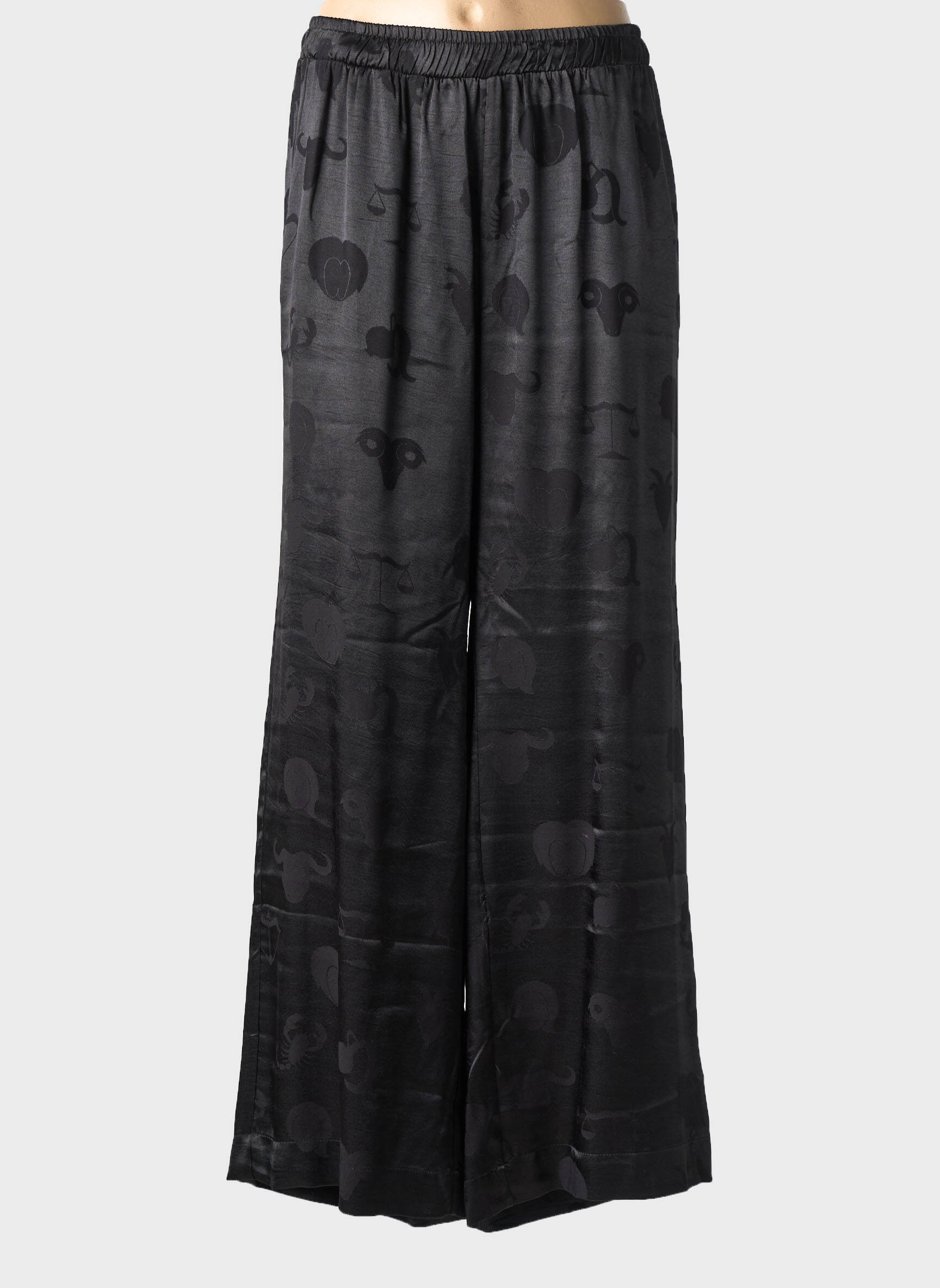 Pantalon larg croială fluidă mărime normală negru MAT. femeie