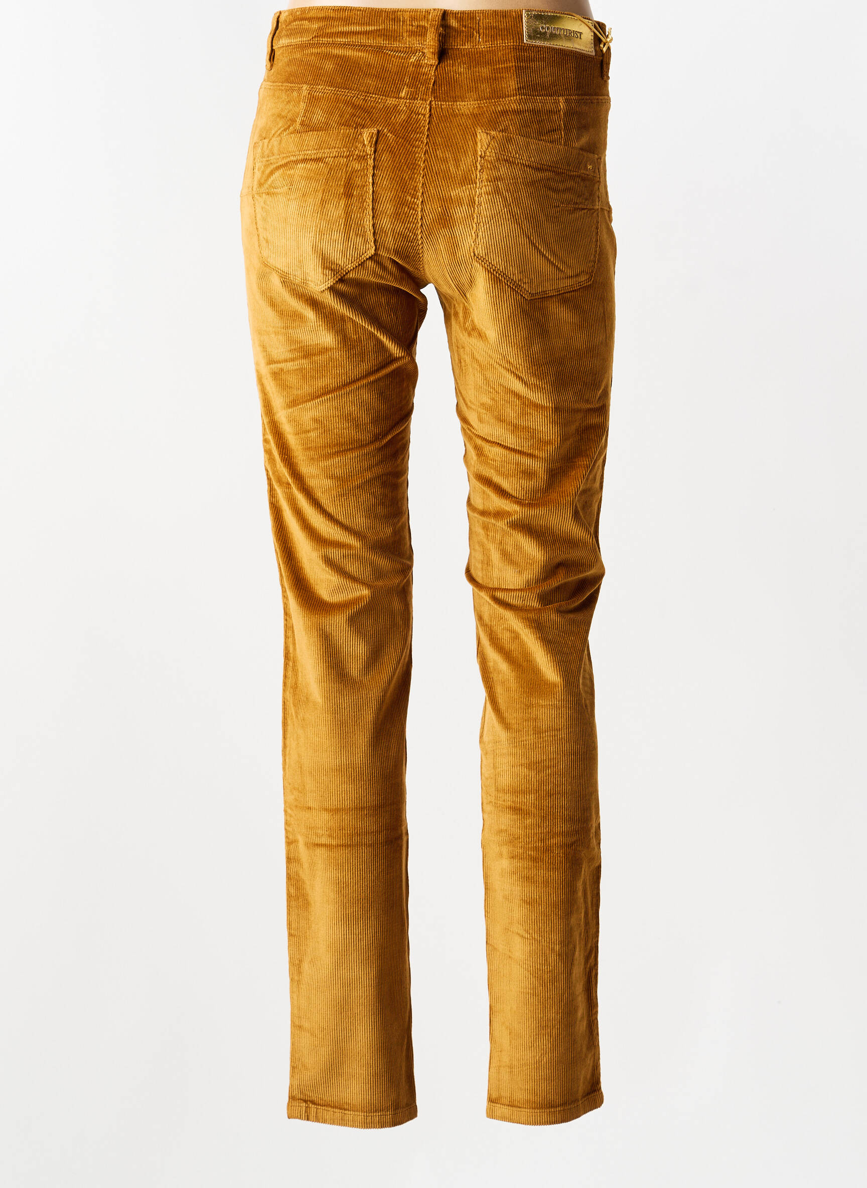 Pantalon slim elasticitate mărime normală galben COUTURIST femeie