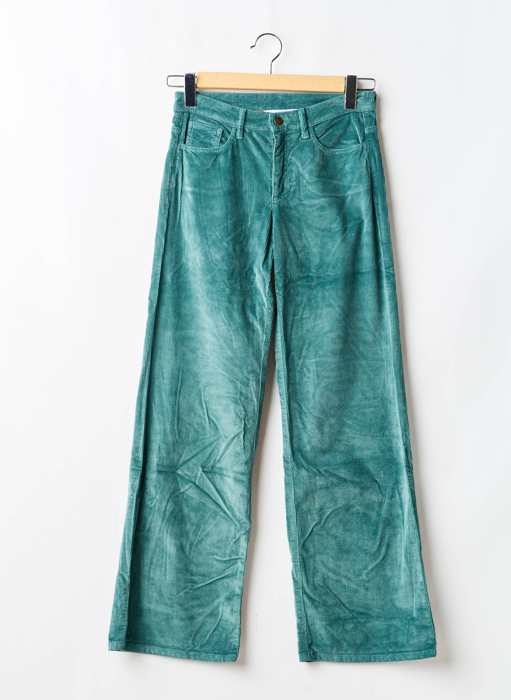 Pantalon larg închidere cu fermoar sub clapetă cu nasturi mărime normală verde COUTURIST femeie