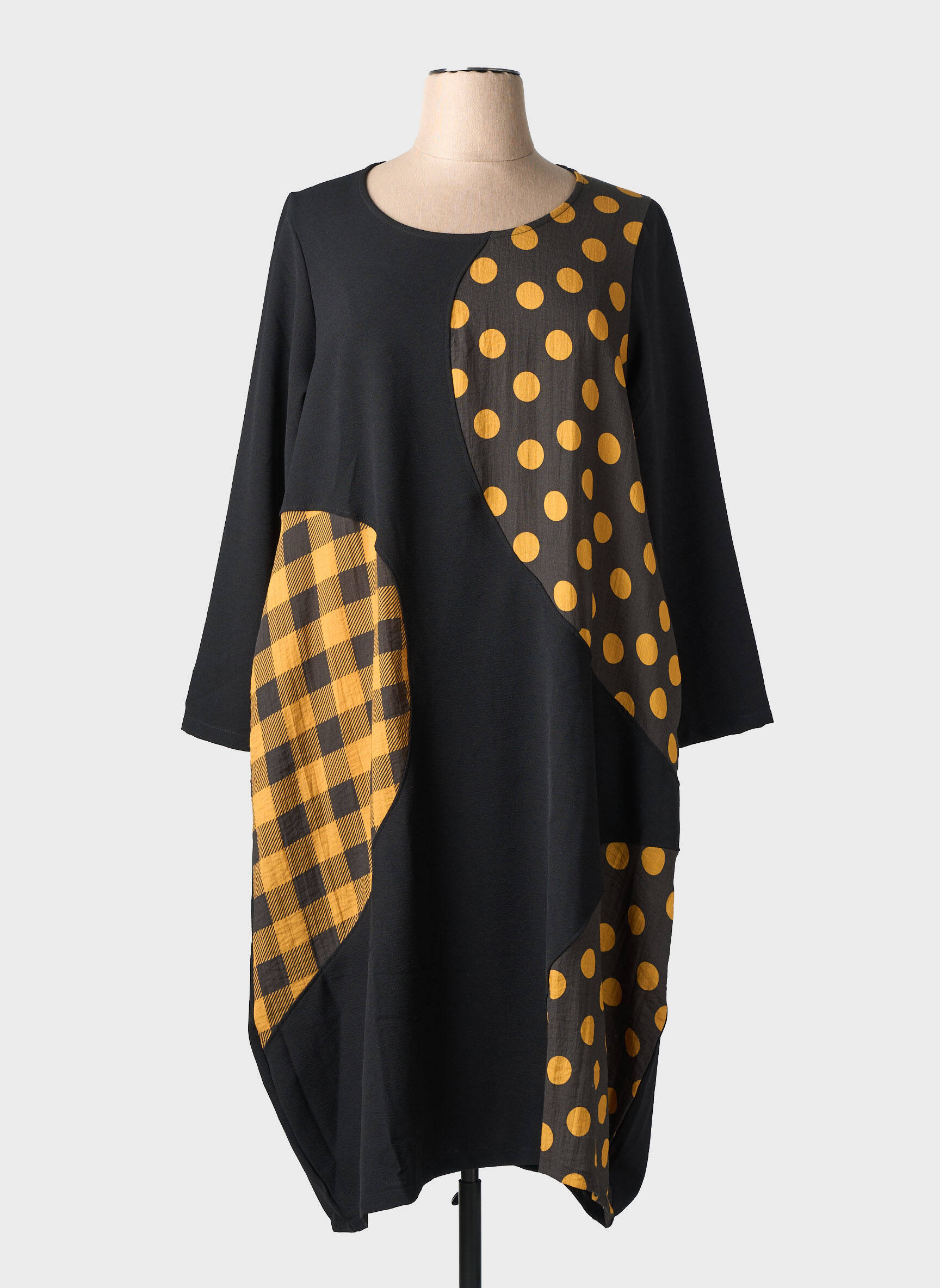 Rochie midi imprimeu fantezie mâneci lungi negru G!OZE femeie