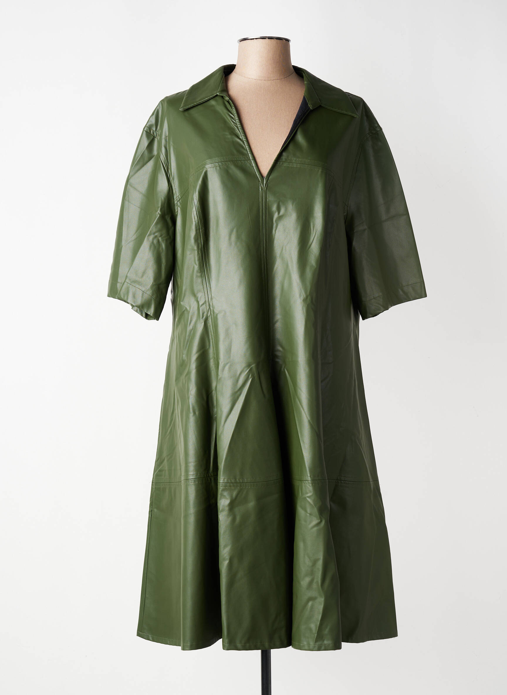 Rochie midi mâneci scurte mâneci scurte verde MAT. femeie