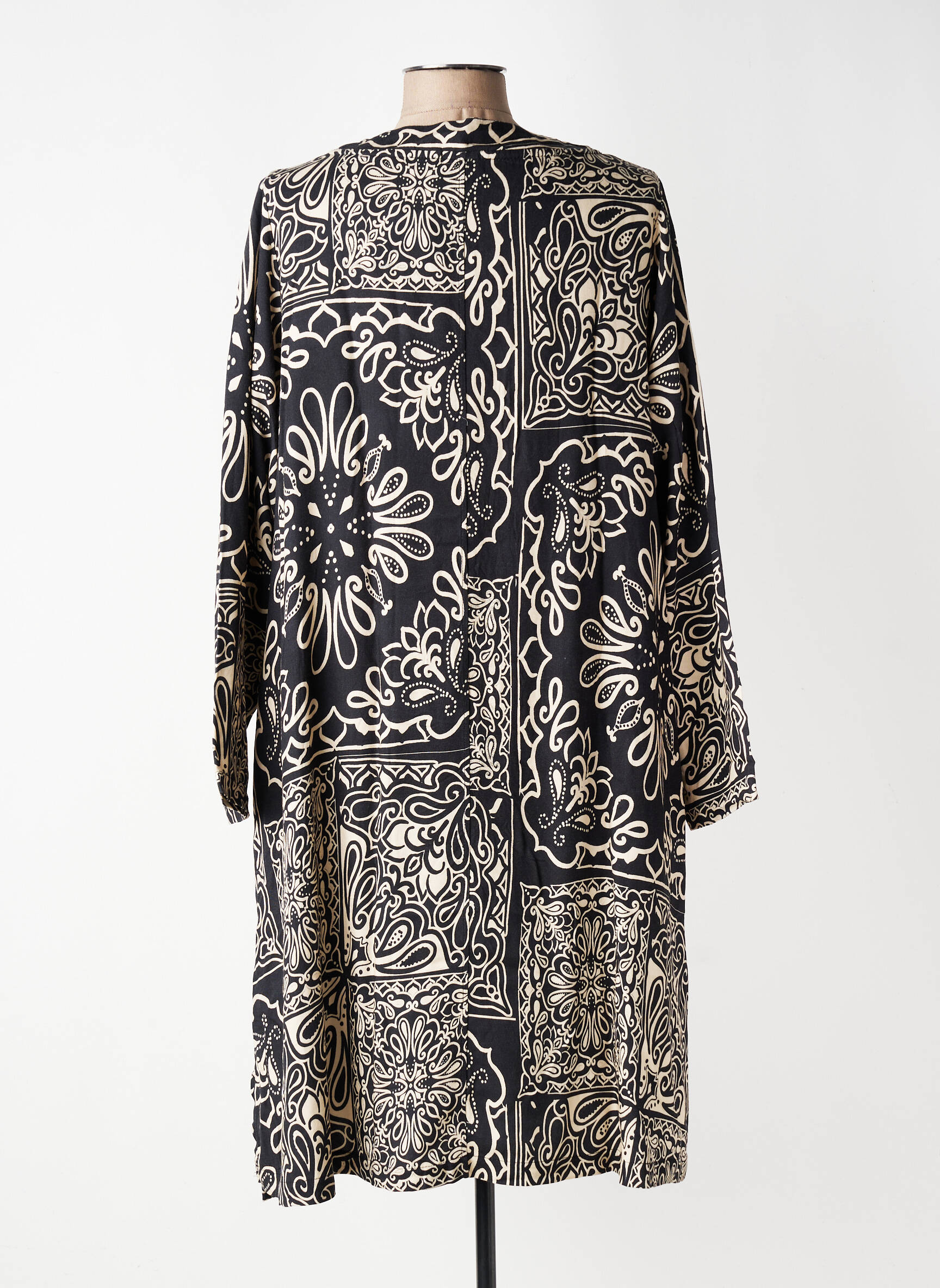 Rochie midi imprimeu fantezie mâneci lungi negru G!OZE femeie