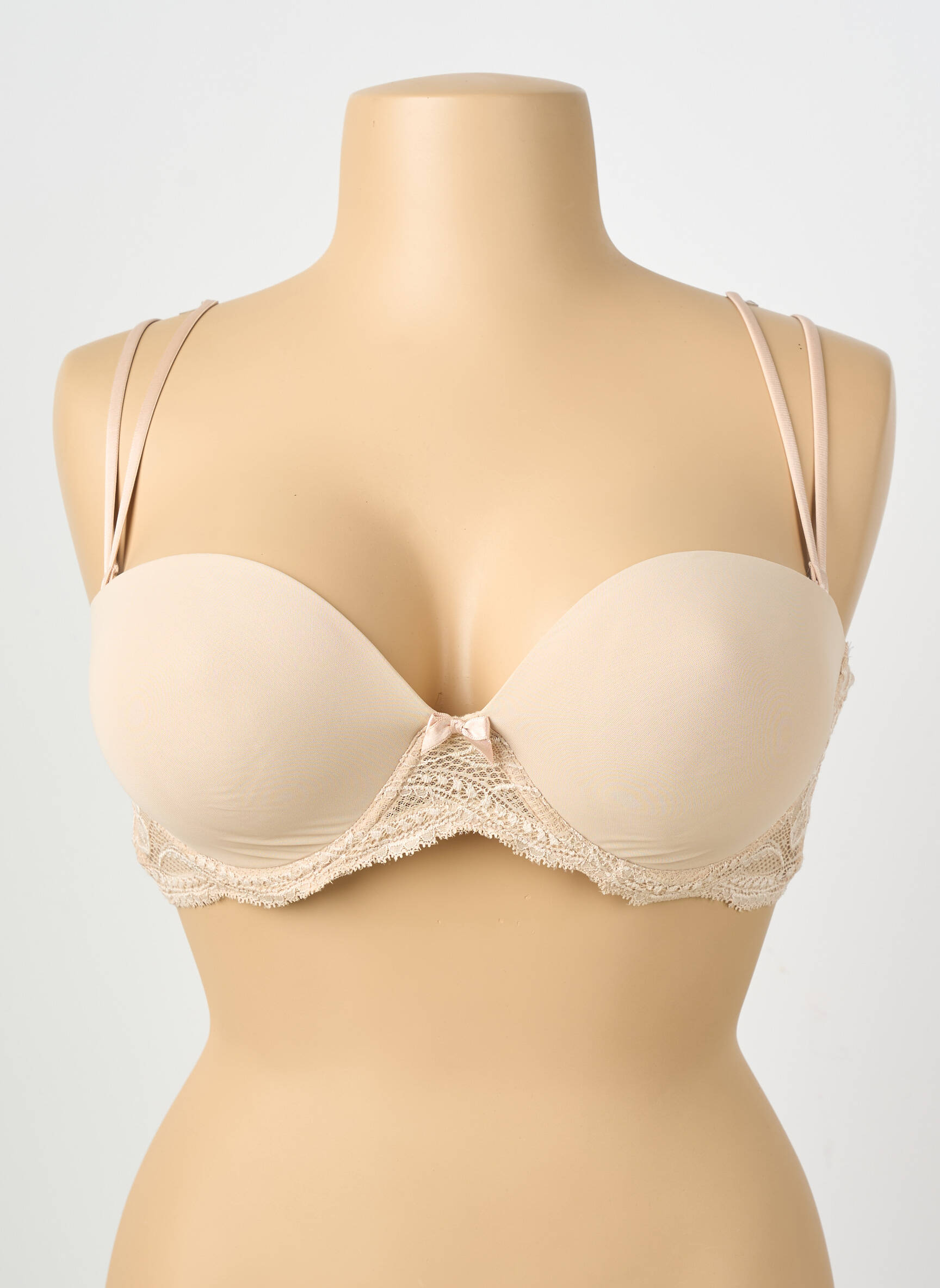 Sutien efect material satinat top sutien modelat culoare piersică SIMONE PERELE femeie