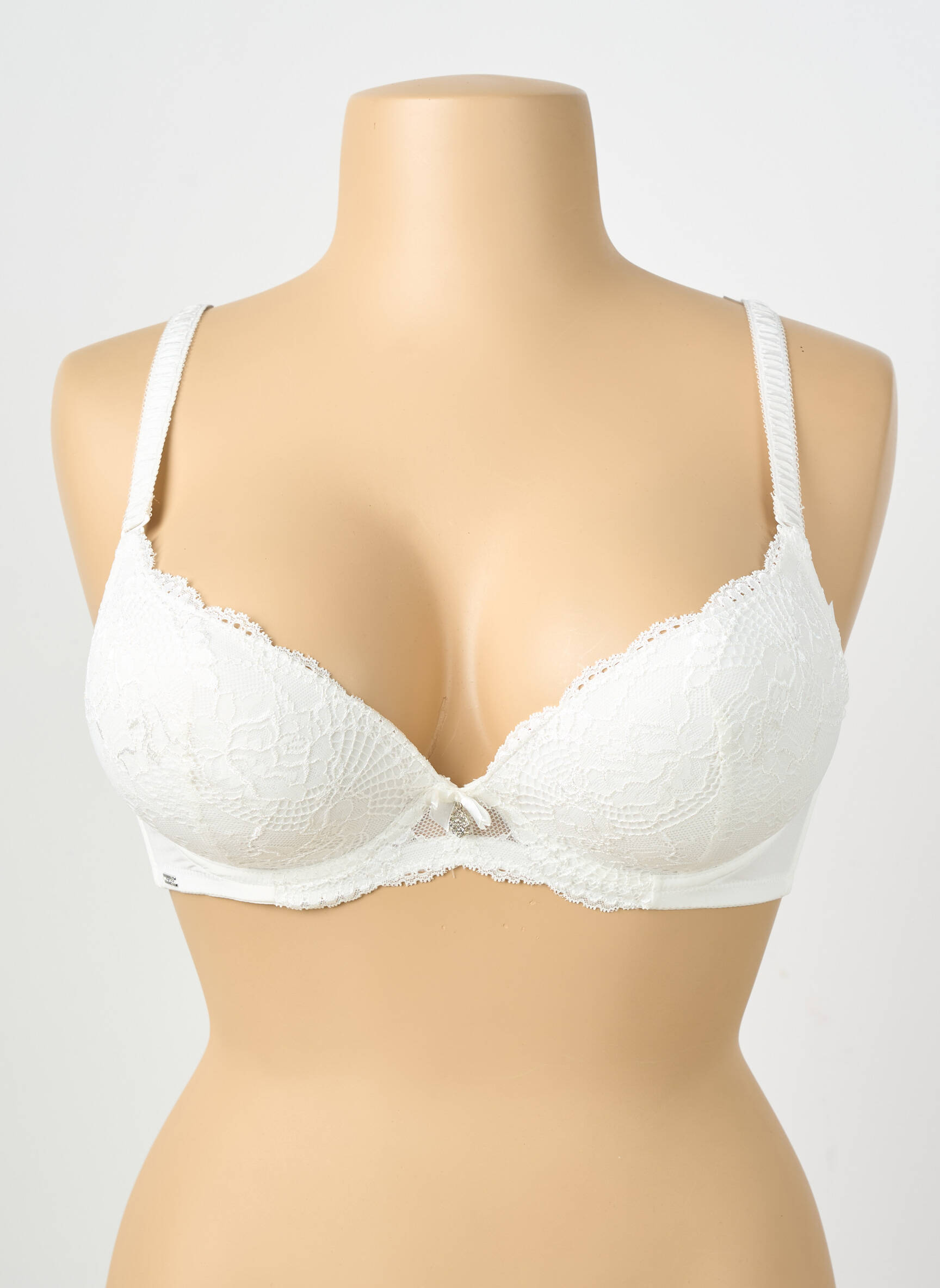 Sutien efect material satinat top sutien modelat bej VALEGE femeie