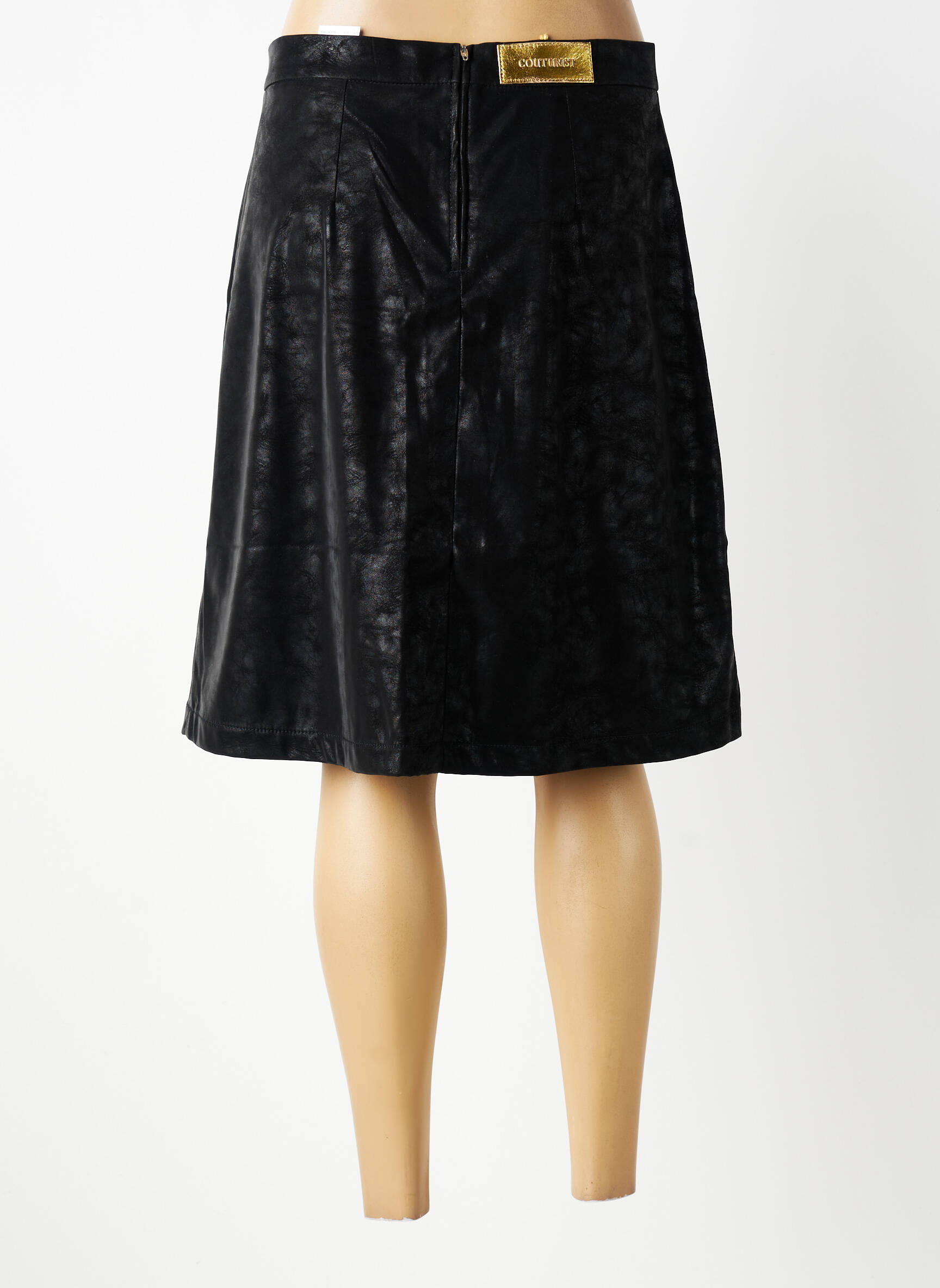 Fustă midi talie cu cleme negru COUTURIST femeie