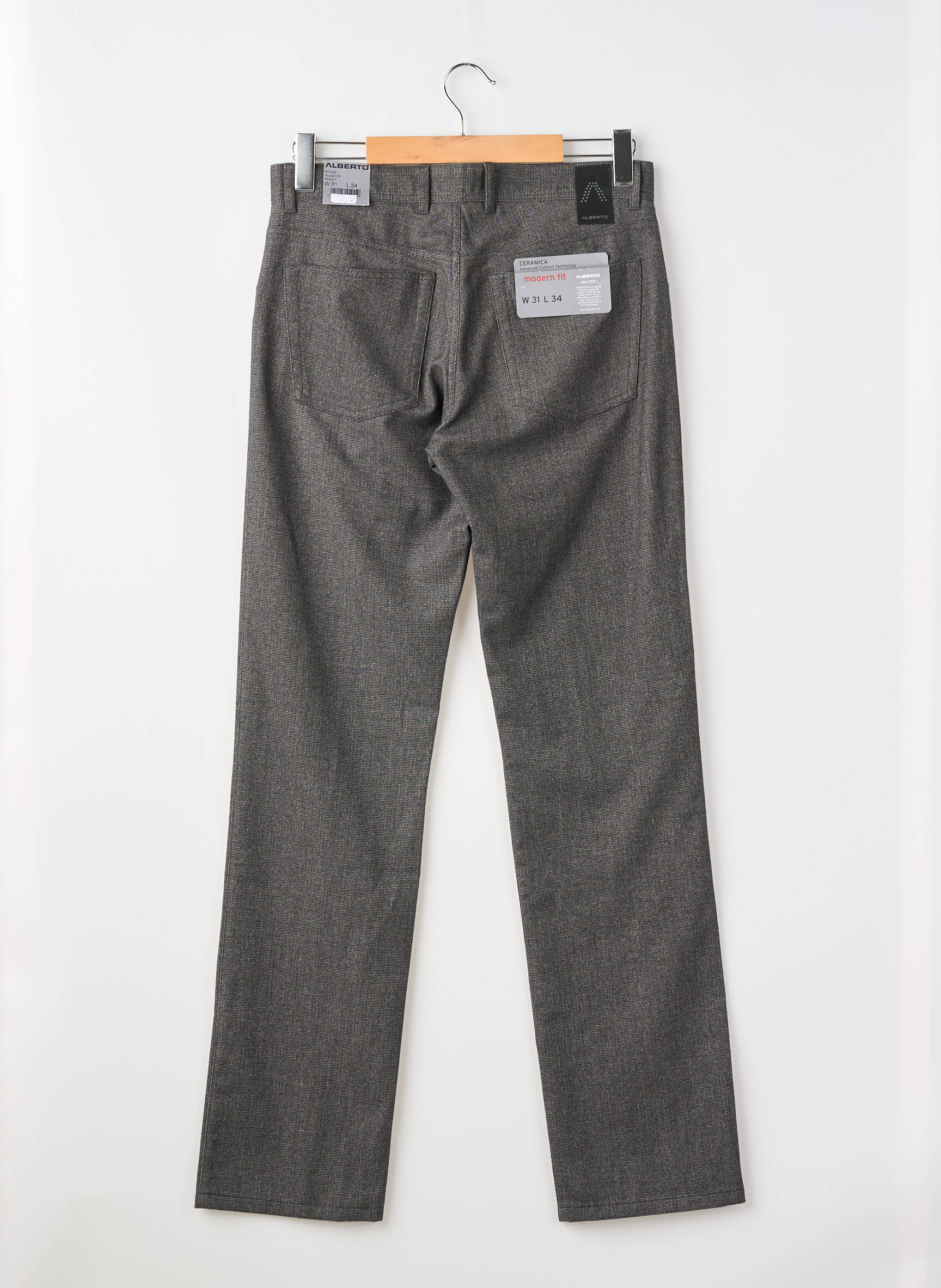 Pantalon slim țesătură melanj mărime normală gri ALBERTO bărbat
