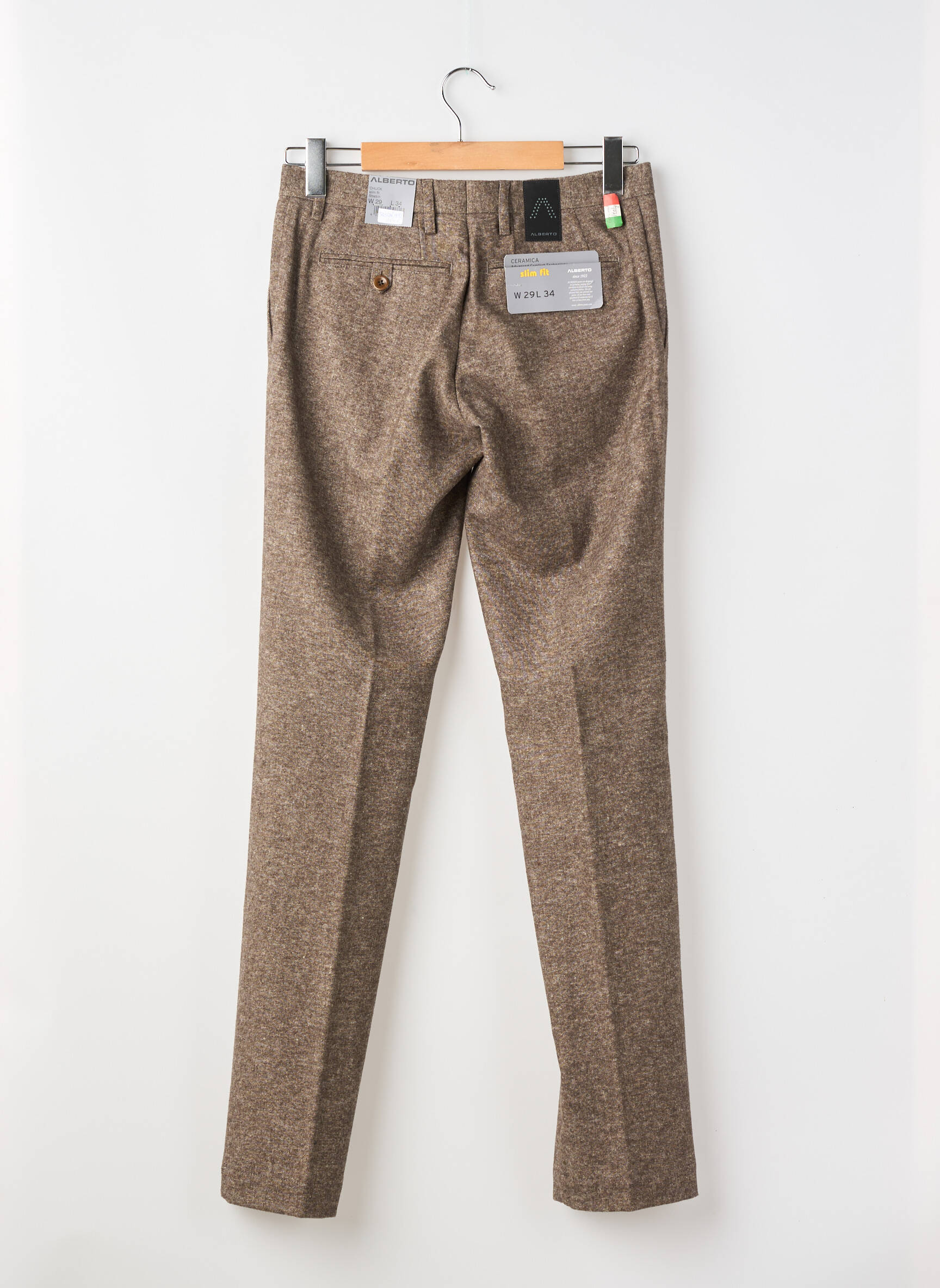 Pantalon chino țesătură melanj mărime normală maro ALBERTO bărbat