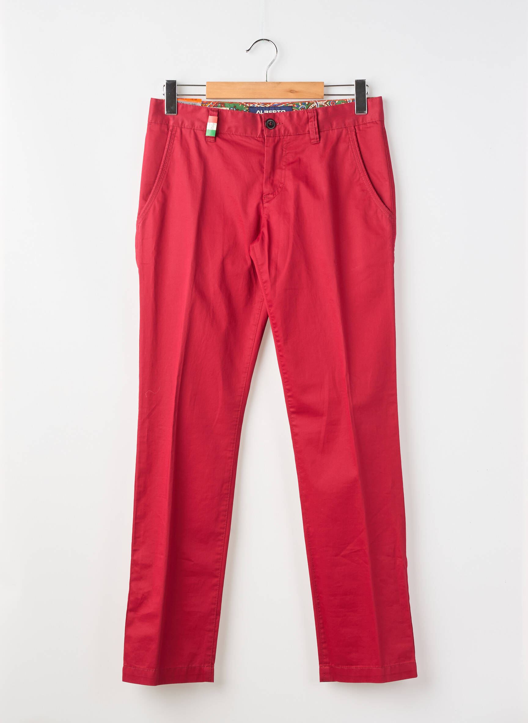 Pantalon chino țesătură poplin mărime normală roșu ALBERTO bărbat