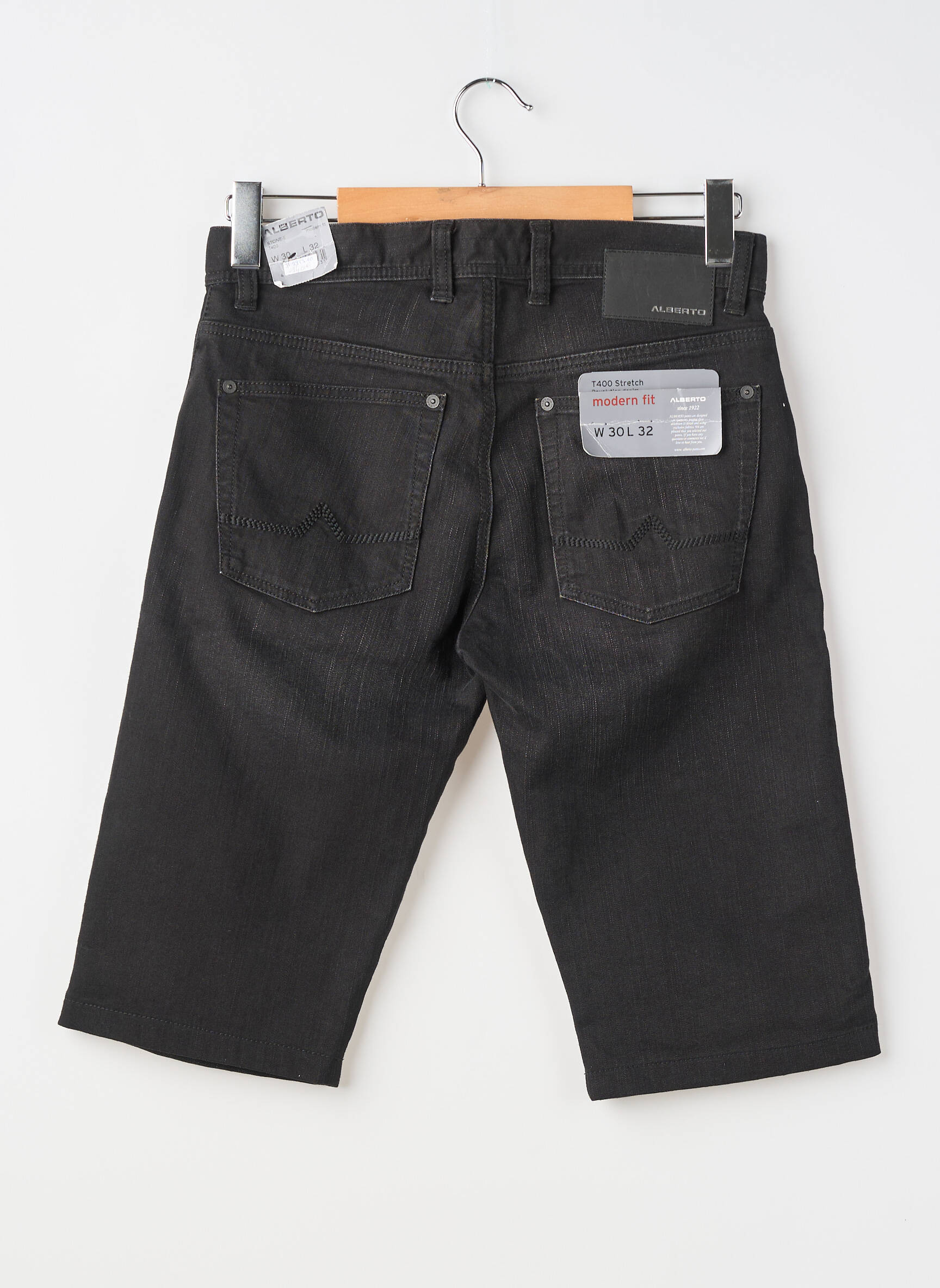 Bermudă țesătură denim mărime normală negru ALBERTO bărbat