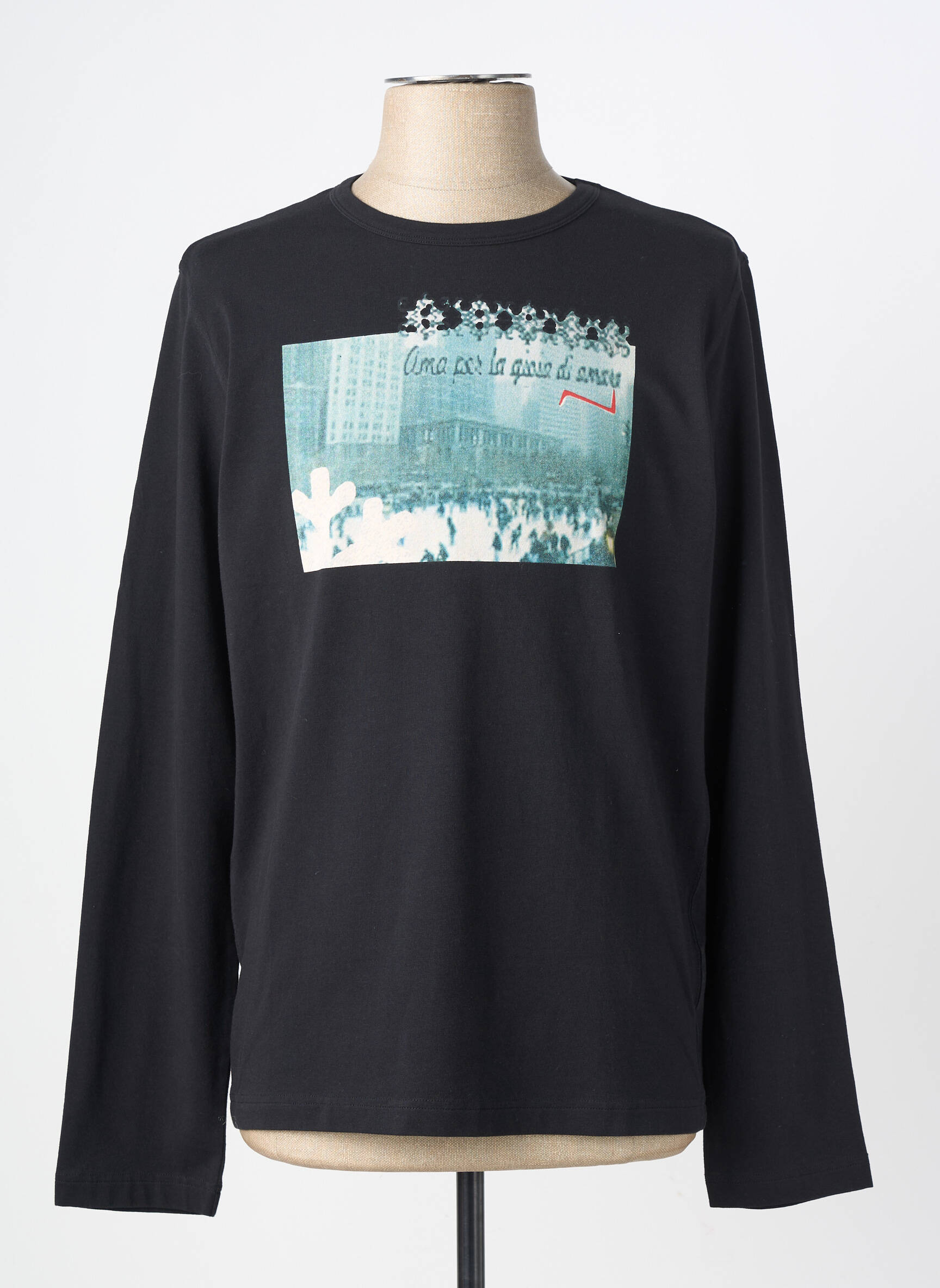 Tricou croială dreaptă mâneci lungi negru NANI BON bărbat