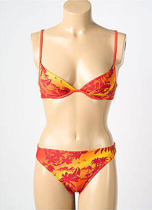 Costum de baie din două piese elasticitate top triunghiuri portocalie KALAÏS femeie