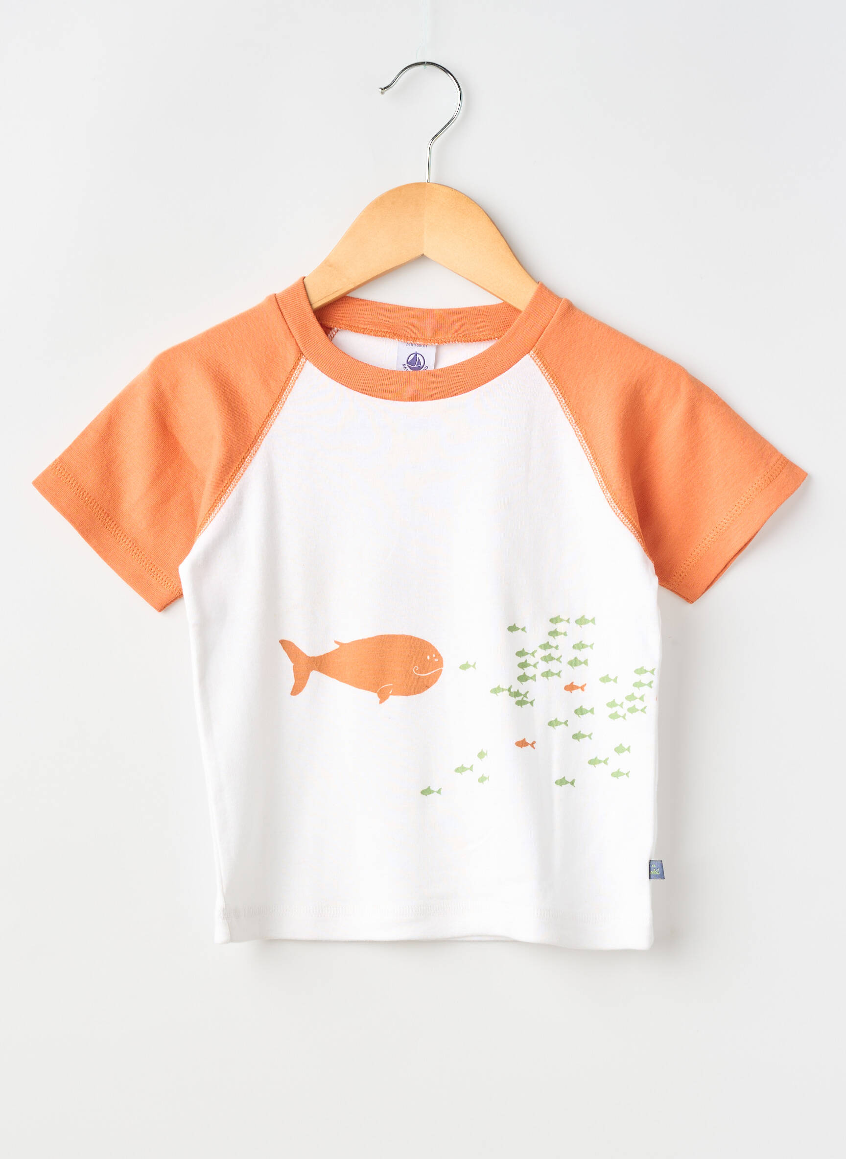 Tricou elasticitate mâneci scurte portocalie PETIT BATEAU băiat