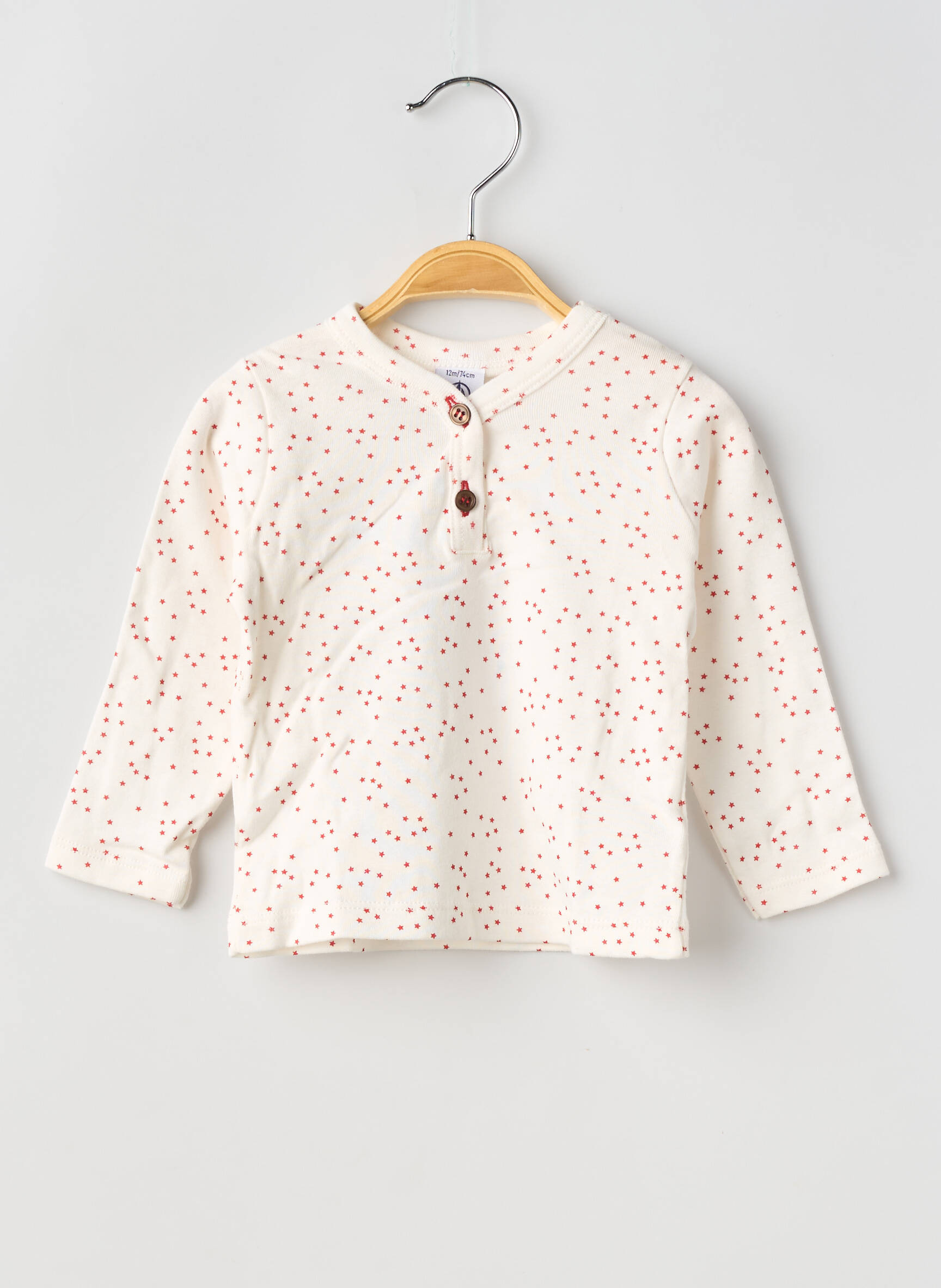 Tricou croială cambrată mâneci lungi roșu PETIT BATEAU fată