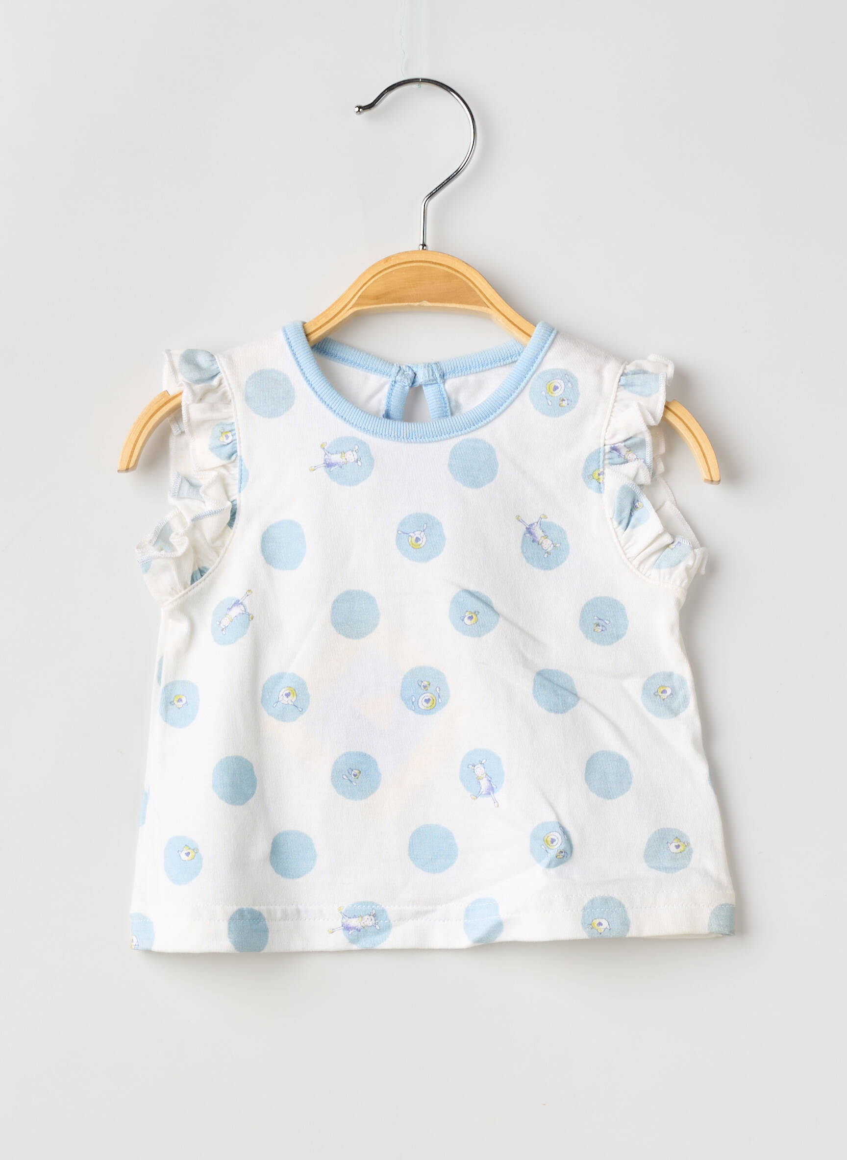 Tricou închidere cu nasturi la spate mâneci scurte albastru PETIT BATEAU fată