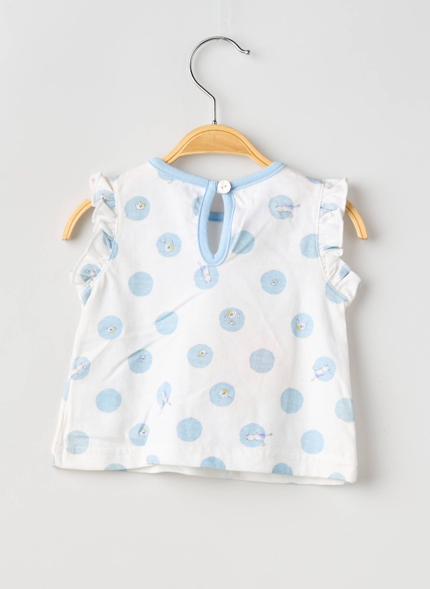 Tricou închidere cu nasturi la spate mâneci scurte albastru PETIT BATEAU fată