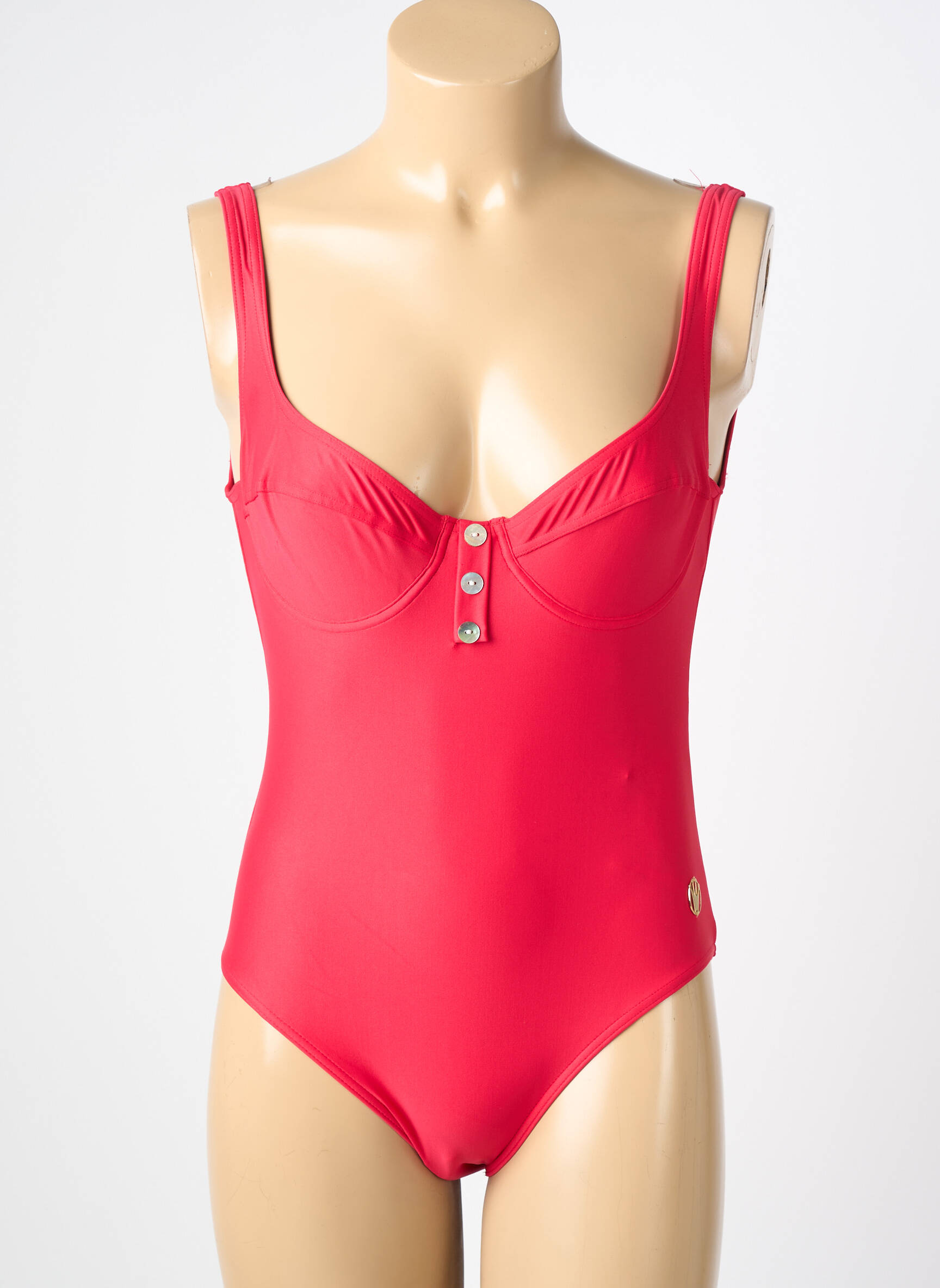 Costum de baie dintr-o singură piesă efect material satinat sutien cupe întregi cu decolteu înalt roșu TRIUMPH femeie