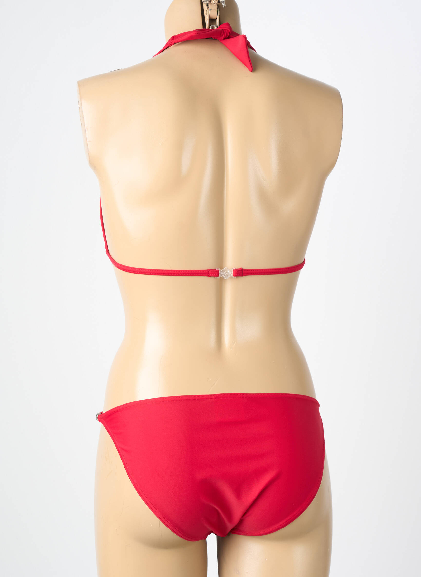 Costum de baie din două piese elasticitate top triunghiuri roșu KALAÏS femeie