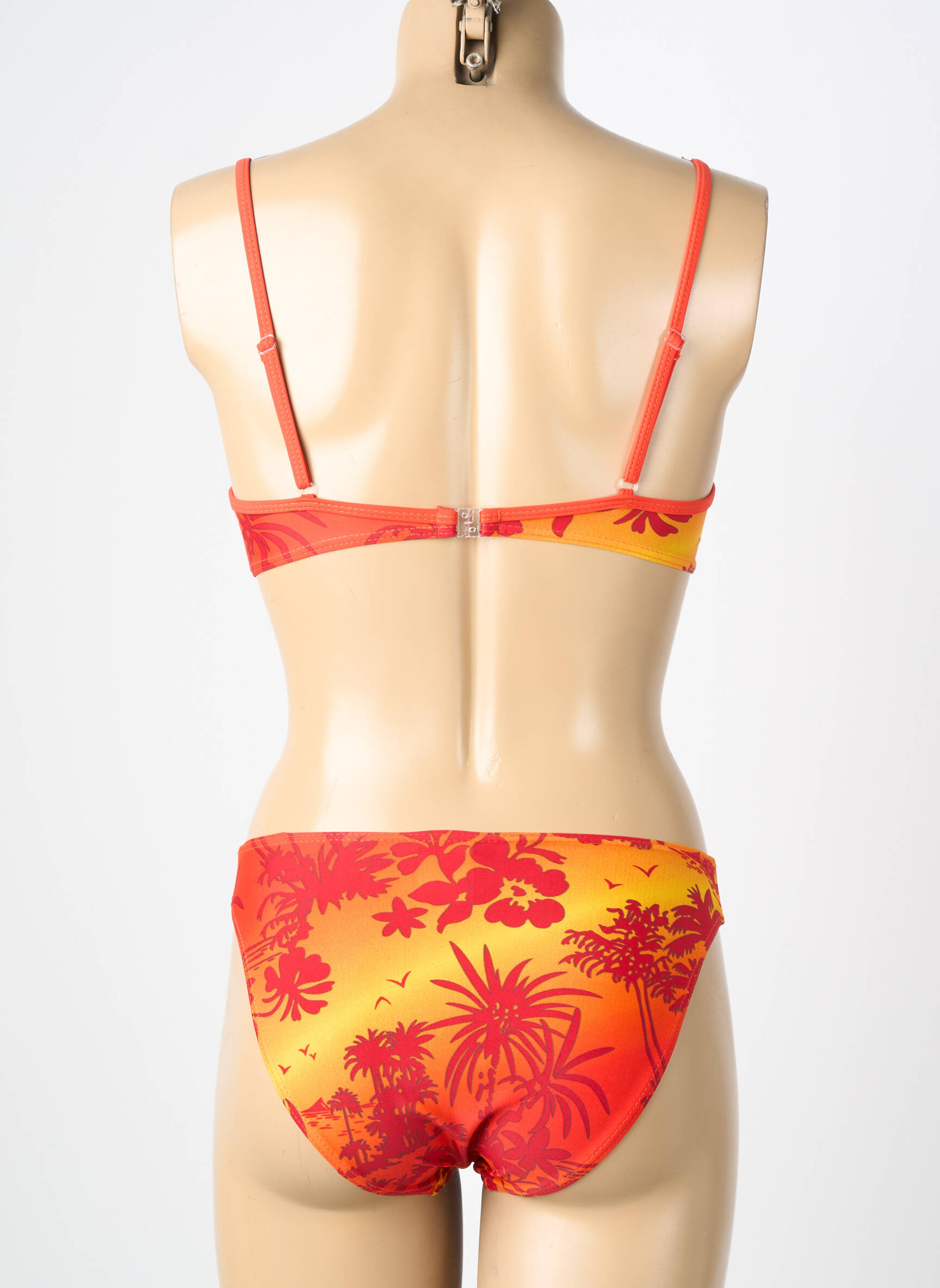 Costum de baie din două piese elasticitate top triunghiuri portocalie KALAÏS femeie