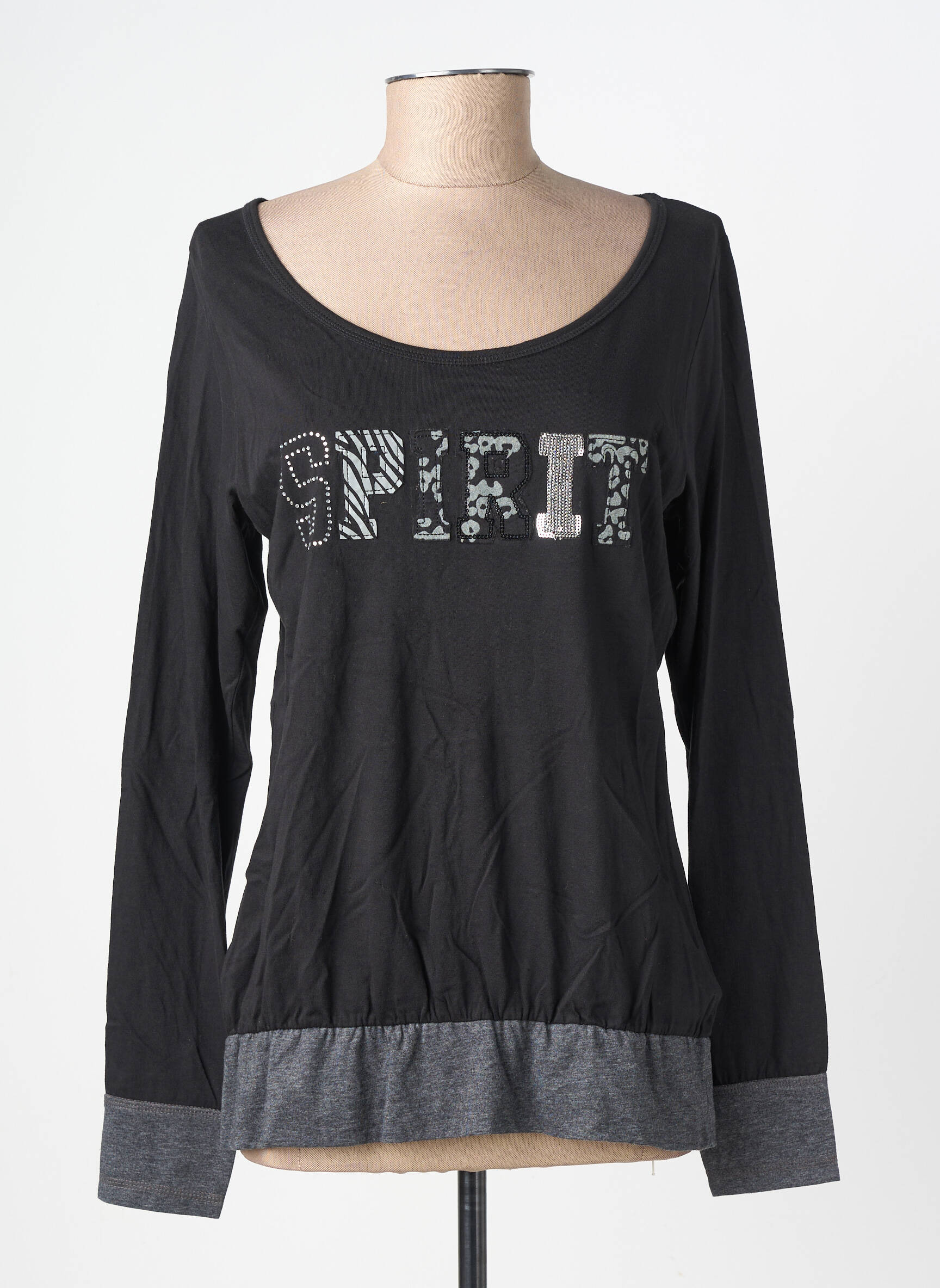 Tricou mâneci lungi mâneci lungi negru KALAI femeie