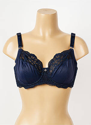Sutien efect material satinat sutien cupe întregi cu decolteu înalt albastru FANTASIE femeie