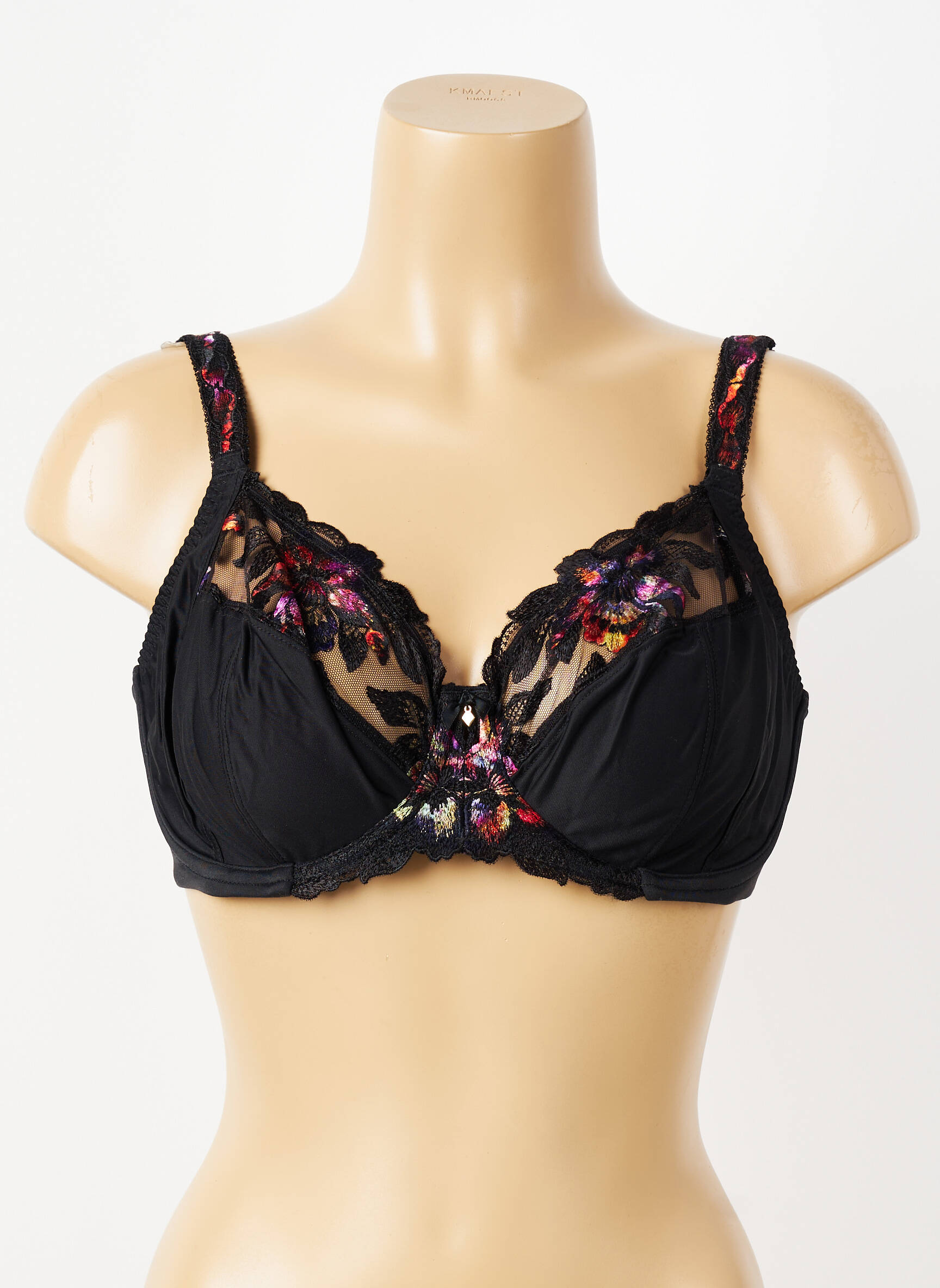 Sutien efect material satinat sutien cupe întregi cu decolteu înalt negru FANTASIE femeie