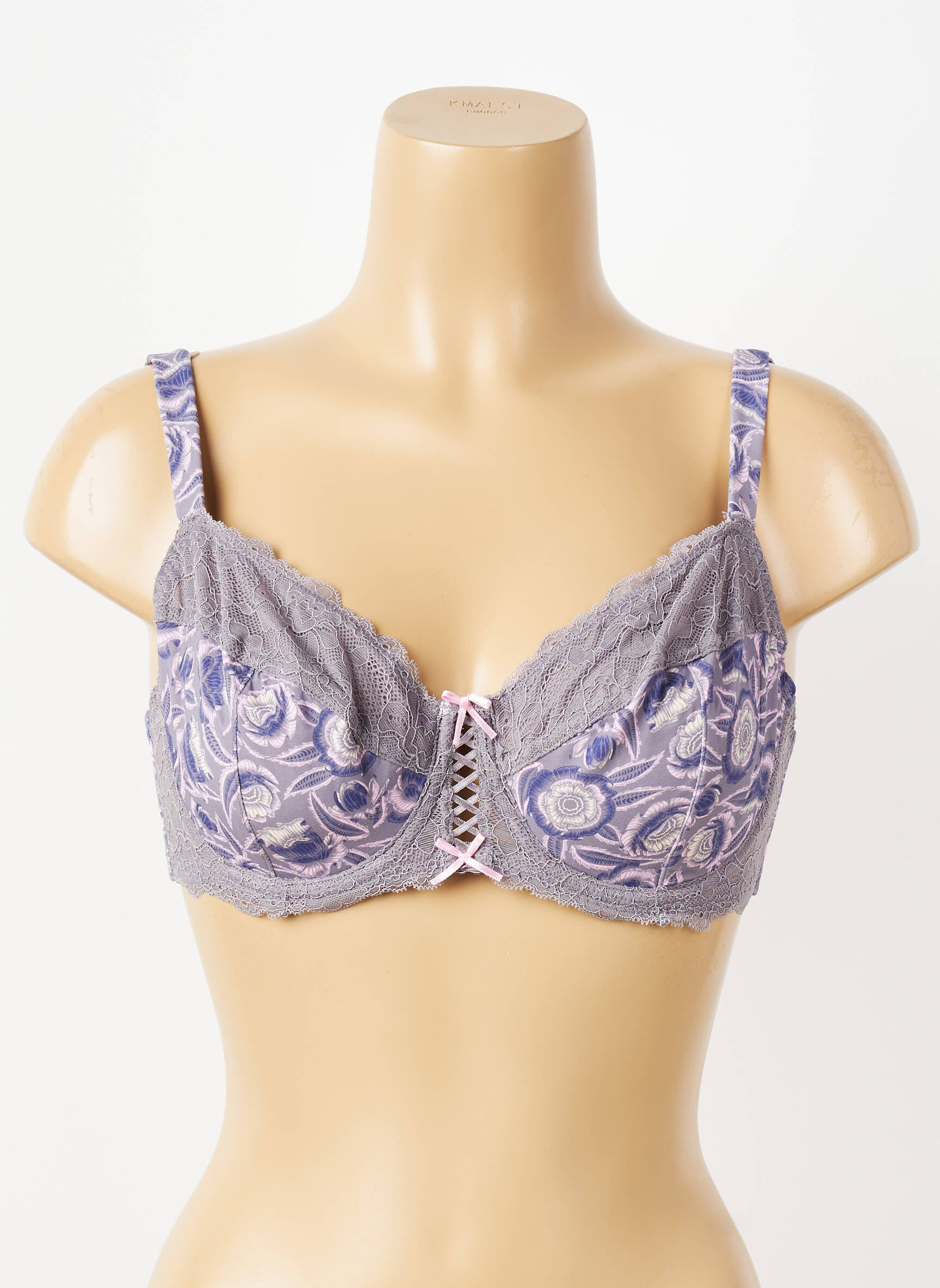 Sutien efect material satinat sutien cupe întregi cu decolteu înalt violet PIEGE femeie